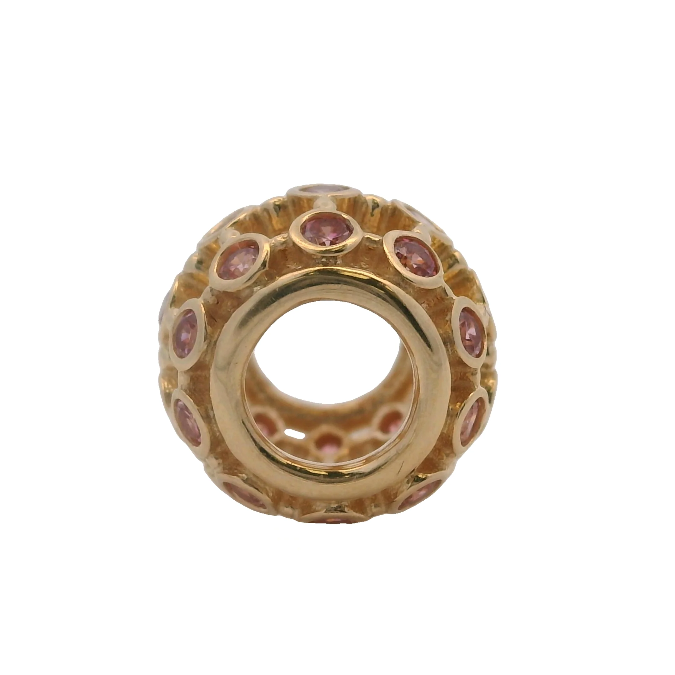 Pandora Solid 14kt Yellow Gold and Pink CZ "Spotlight" Spacer Charm - Image 5