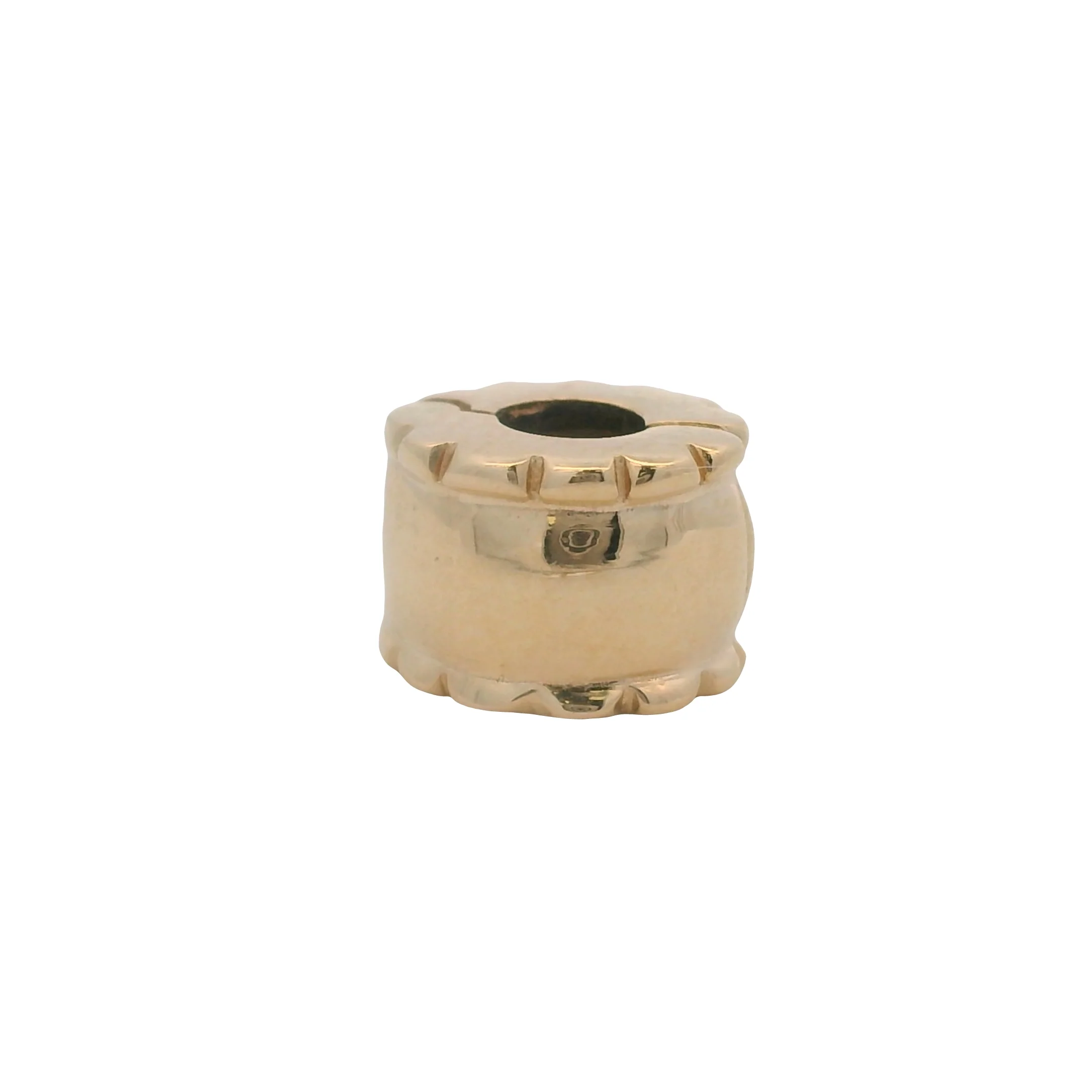 Pandora Solid 14kt Yellow Gold Beveled Edge Spacer Clip Charm (2) - Image 2