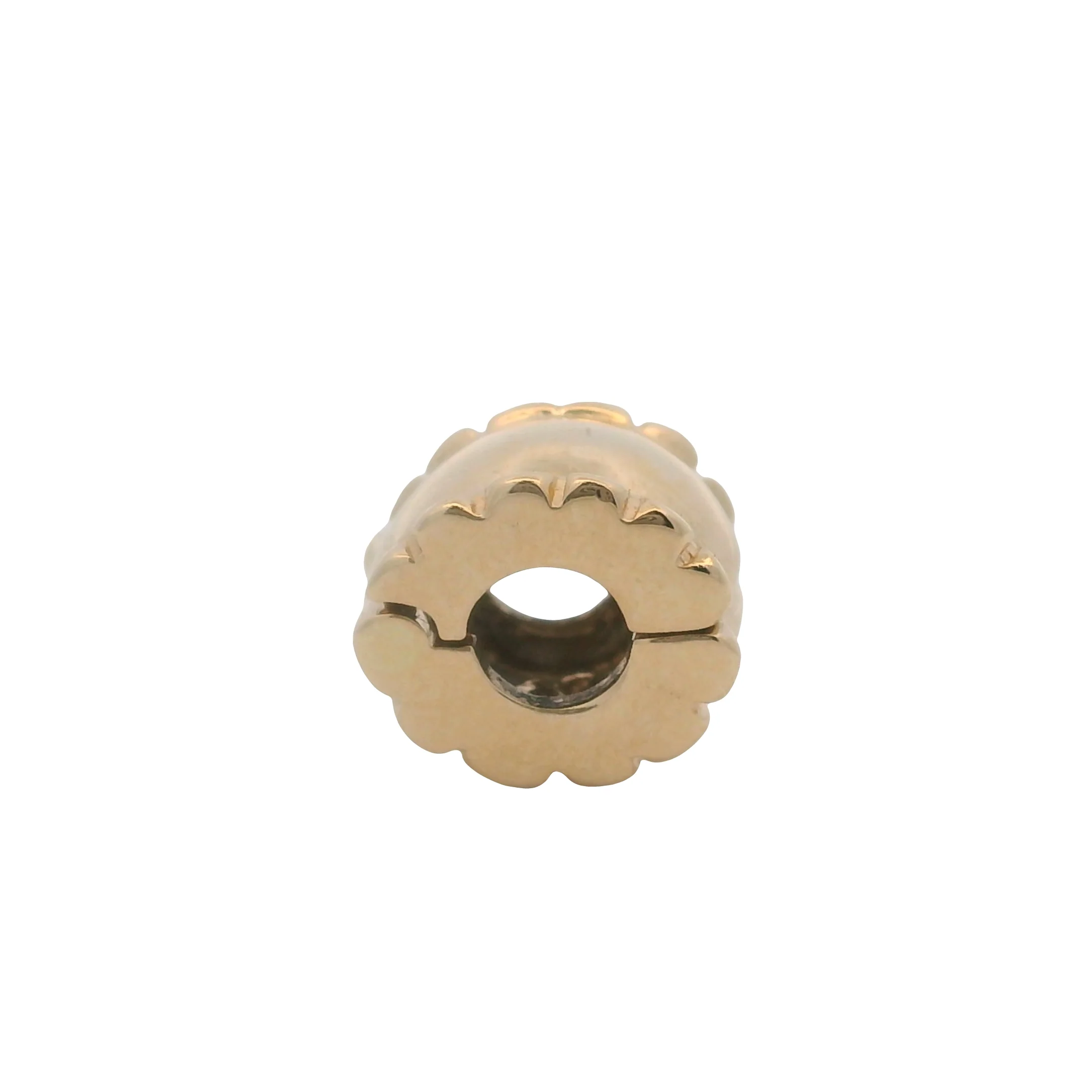 Pandora Solid 14kt Yellow Gold Beveled Edge Spacer Clip Charm (2) - Image 4