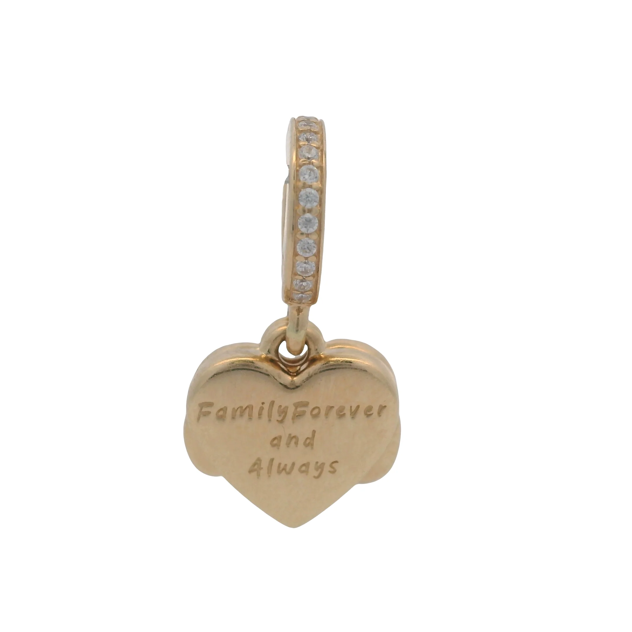 Pandora Solid 14kt Yellow Gold CZ and Enamel Infinity Heart Family Dangle Charm - Image 4