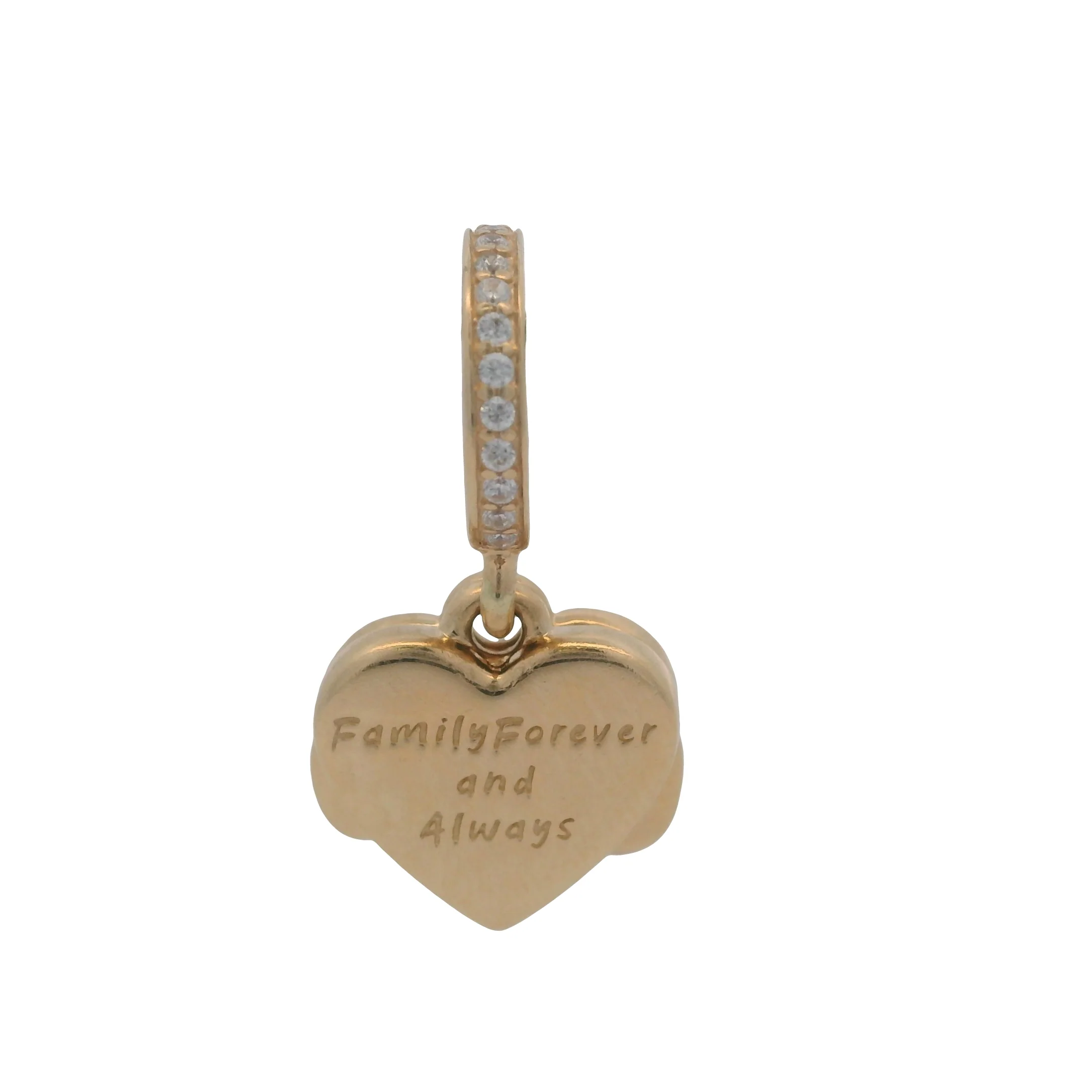 Pandora Solid 14kt Yellow Gold CZ and Enamel Infinity Heart Family Dangle Charm - Image 6
