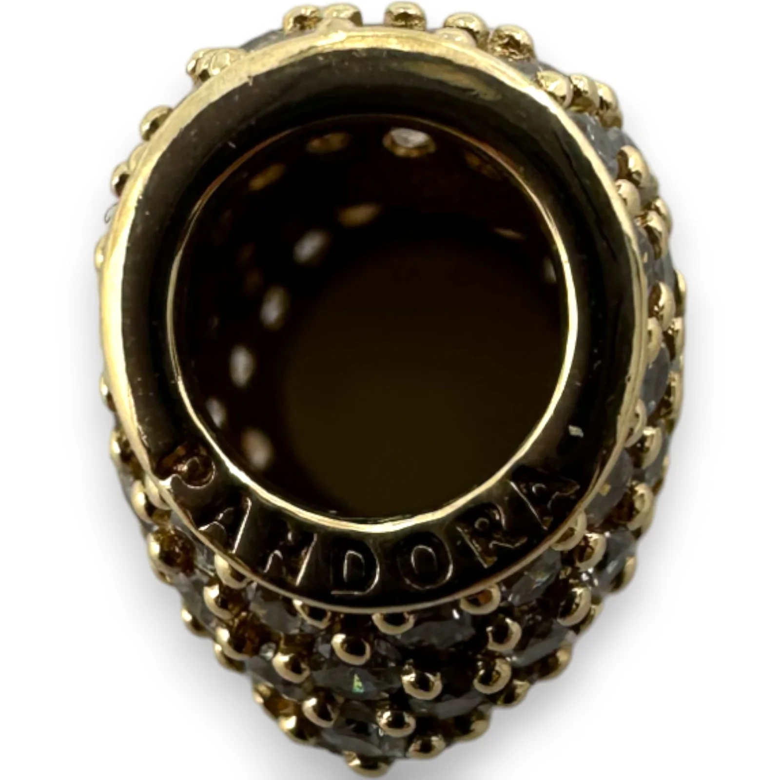Pandora Solid 14kt Yellow Gold Pave Heart Spacer Charm with CZ Cubic Zirconia Stones Pendant ALE 585 - Image 3
