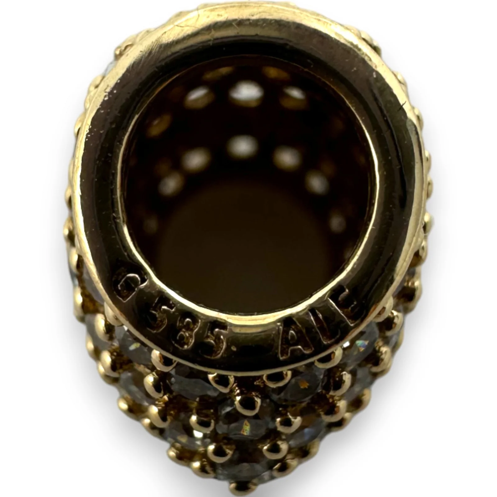 Pandora Solid 14kt Yellow Gold Pave Heart Spacer Charm with CZ Cubic Zirconia Stones Pendant ALE 585 - Image 4