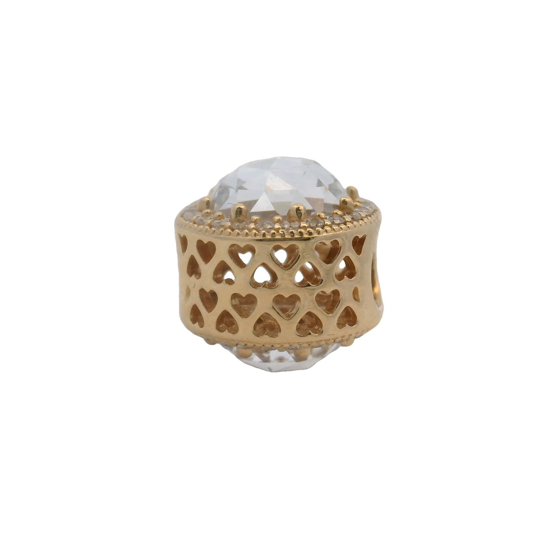 Pandora Solid 14kt Yellow Gold Radiant Hearts CZ Spacer Charm - Image 3