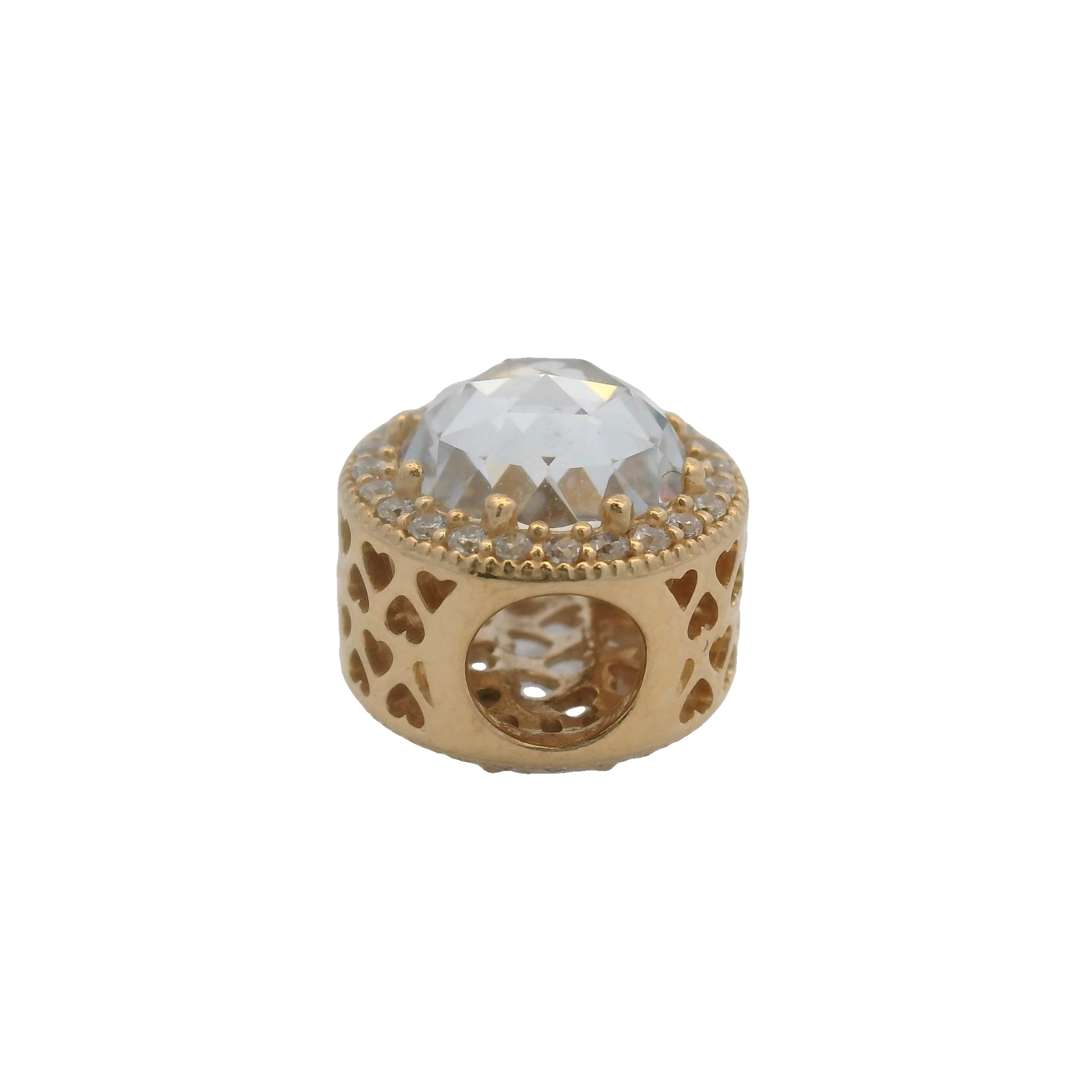 Pandora Solid 14kt Yellow Gold Radiant Hearts CZ Spacer Charm - Image 4