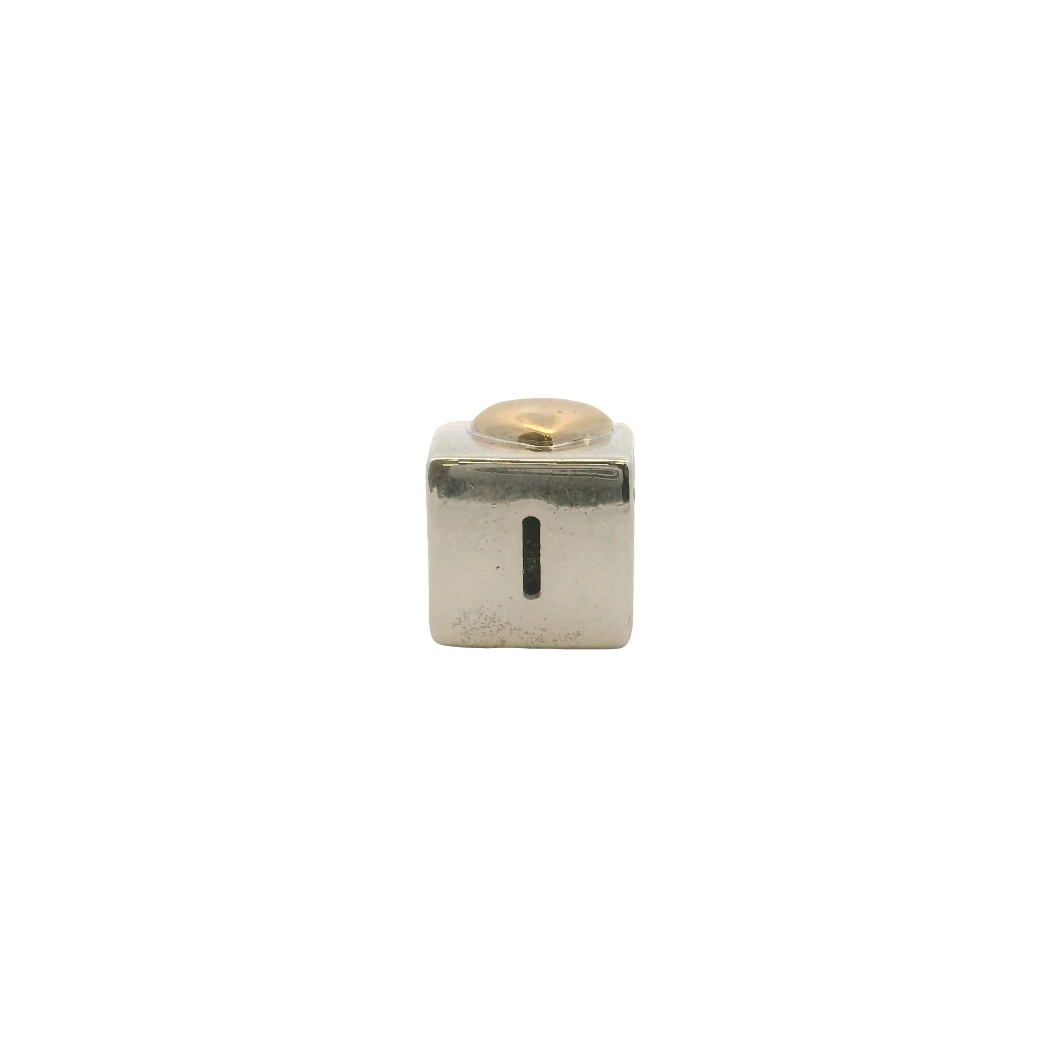 Pandora Solid 925 Sterling Silver and 14kt Gold I Love You Engraved Box Spacer Charm - Image 2
