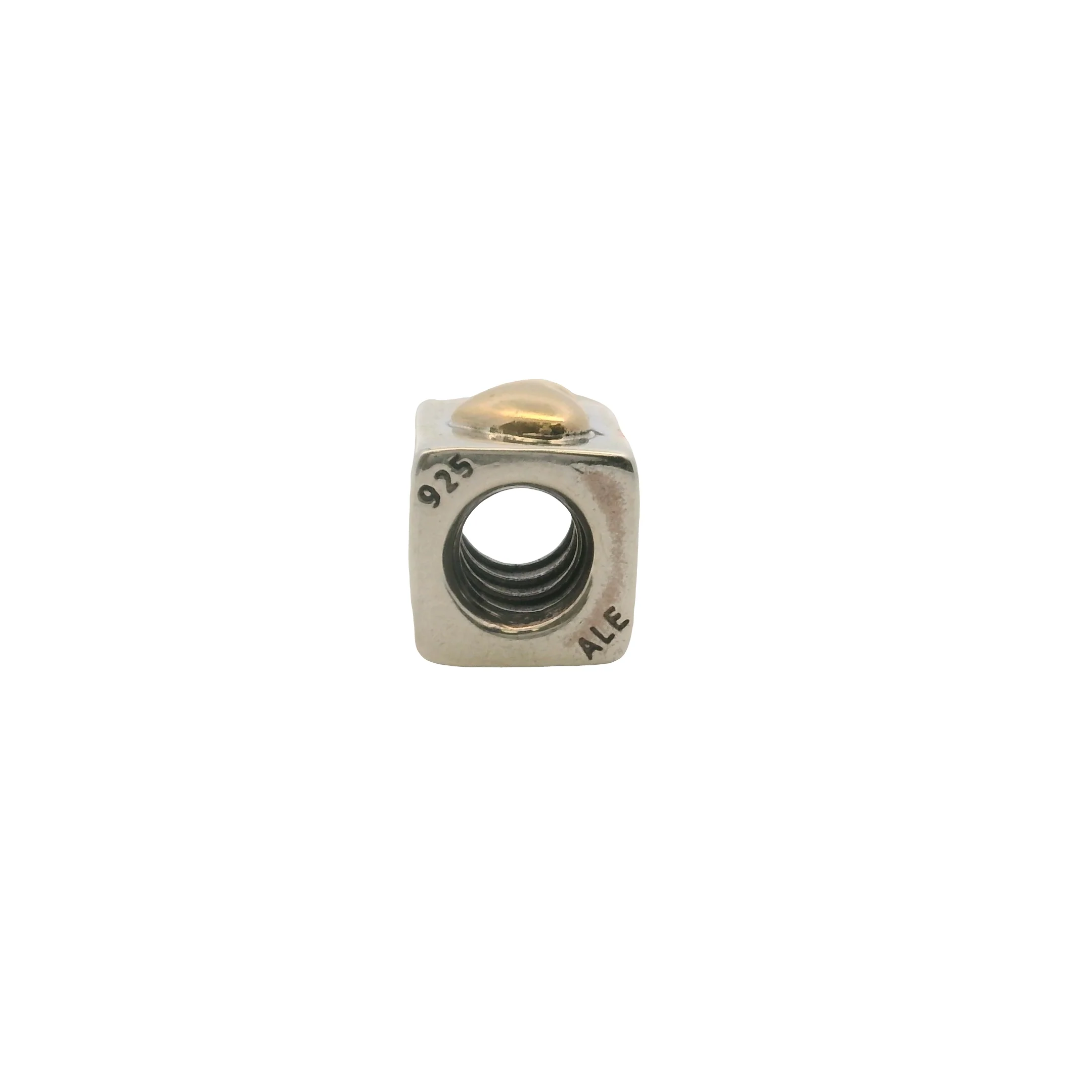 Pandora Solid 925 Sterling Silver and 14kt Gold I Love You Engraved Box Spacer Charm - Image 7