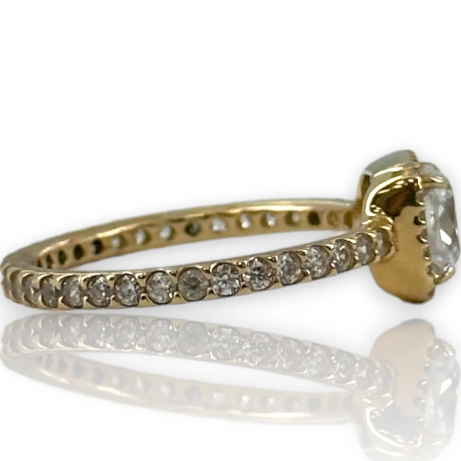 PANDORA Square Sparkle Halo Ring 14kt Solid Yellow Gold and Cubic Zirconia CZ Radiant Cut Solitaire with Accent CZ Stones Size 7 - Image 3