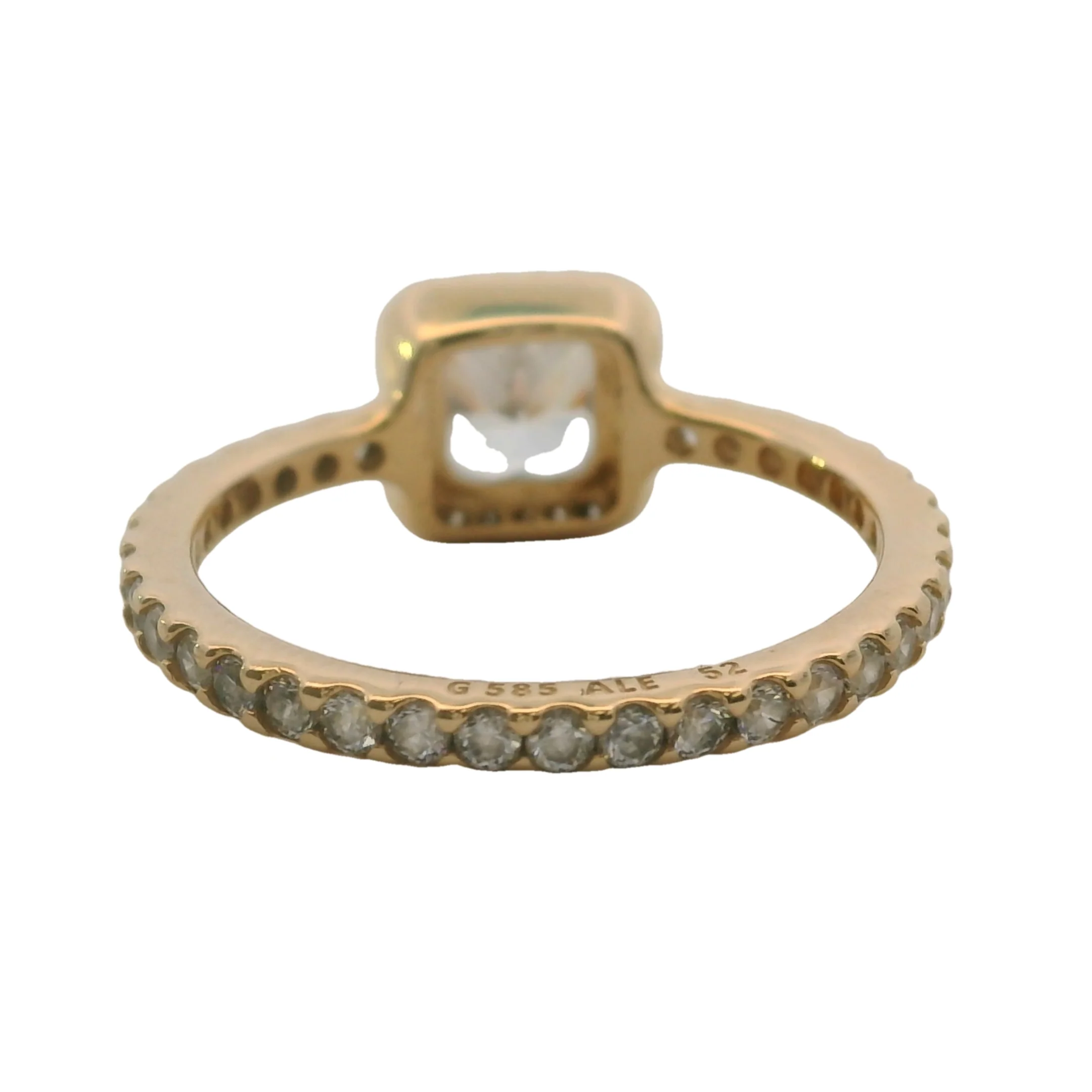 Pandora Square Sparkle Halo Ring In 14kt Yellow Gold and CZ Cubic Zirconia Size 6 52 - Image 4