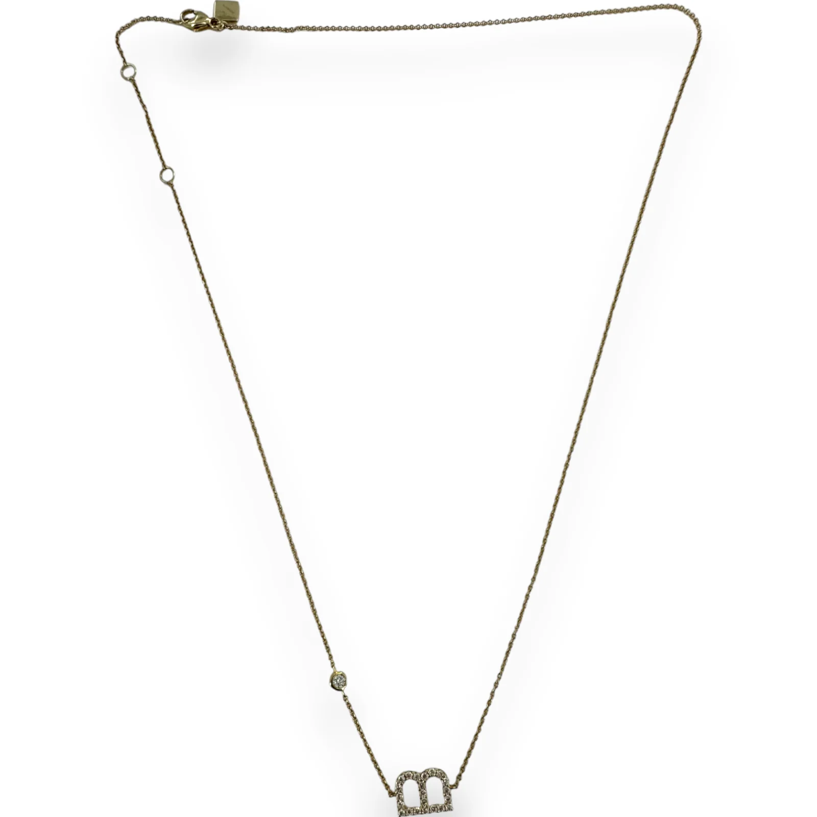 Personalized Diamond Initial "B" Pendant Necklace 14KT 585 Yellow Gold - Image 2