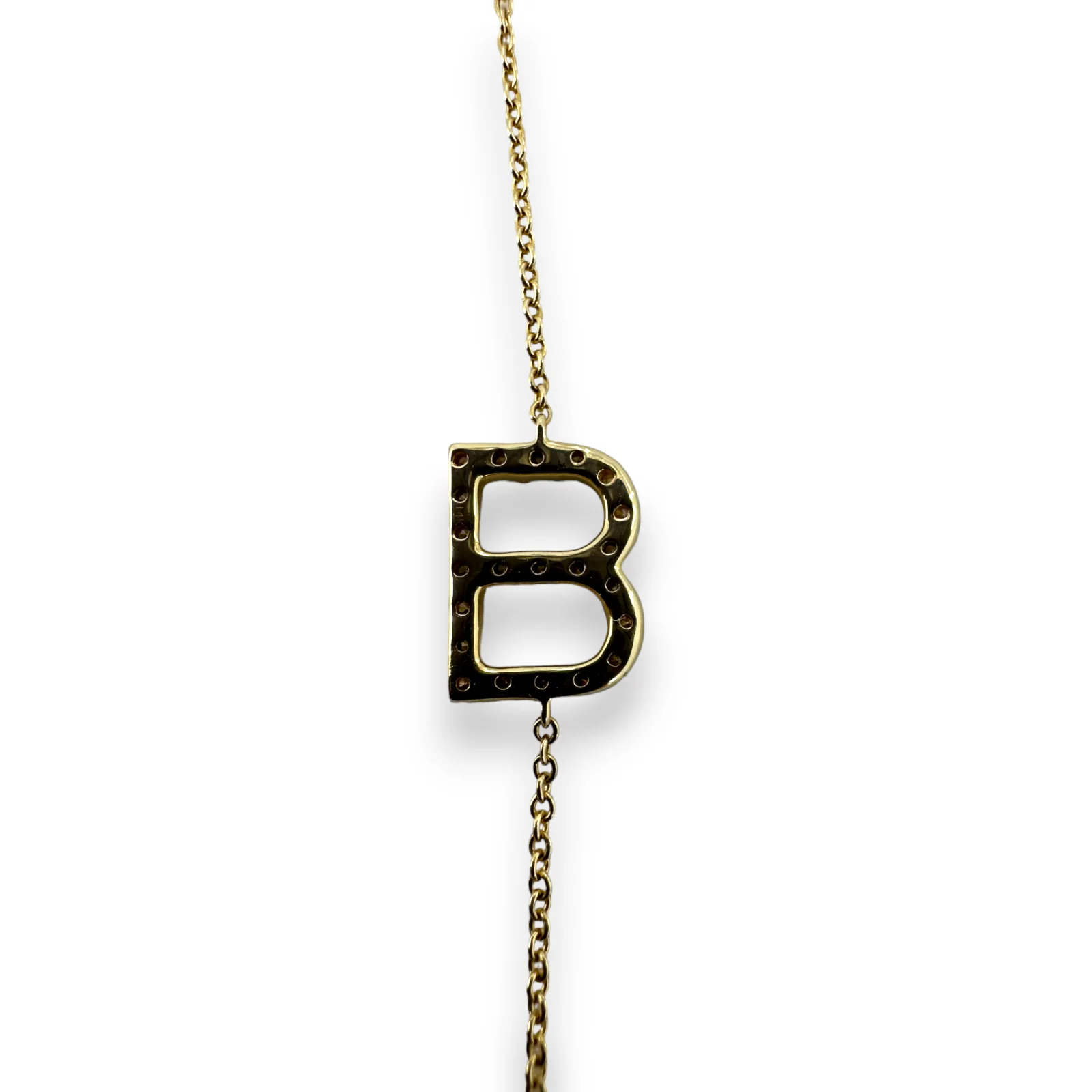 Personalized Diamond Initial "B" Pendant Necklace 14KT 585 Yellow Gold - Image 3