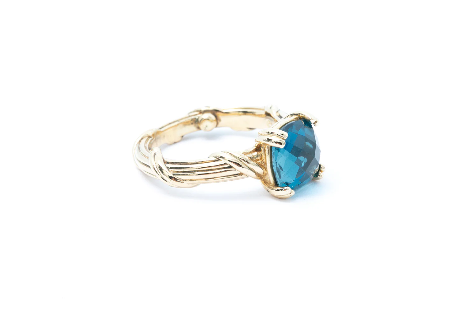 Peter Thomas Roth 18k 750 Ribbon & Reed Blue Topaz Yellow Gold Ring - Image 2