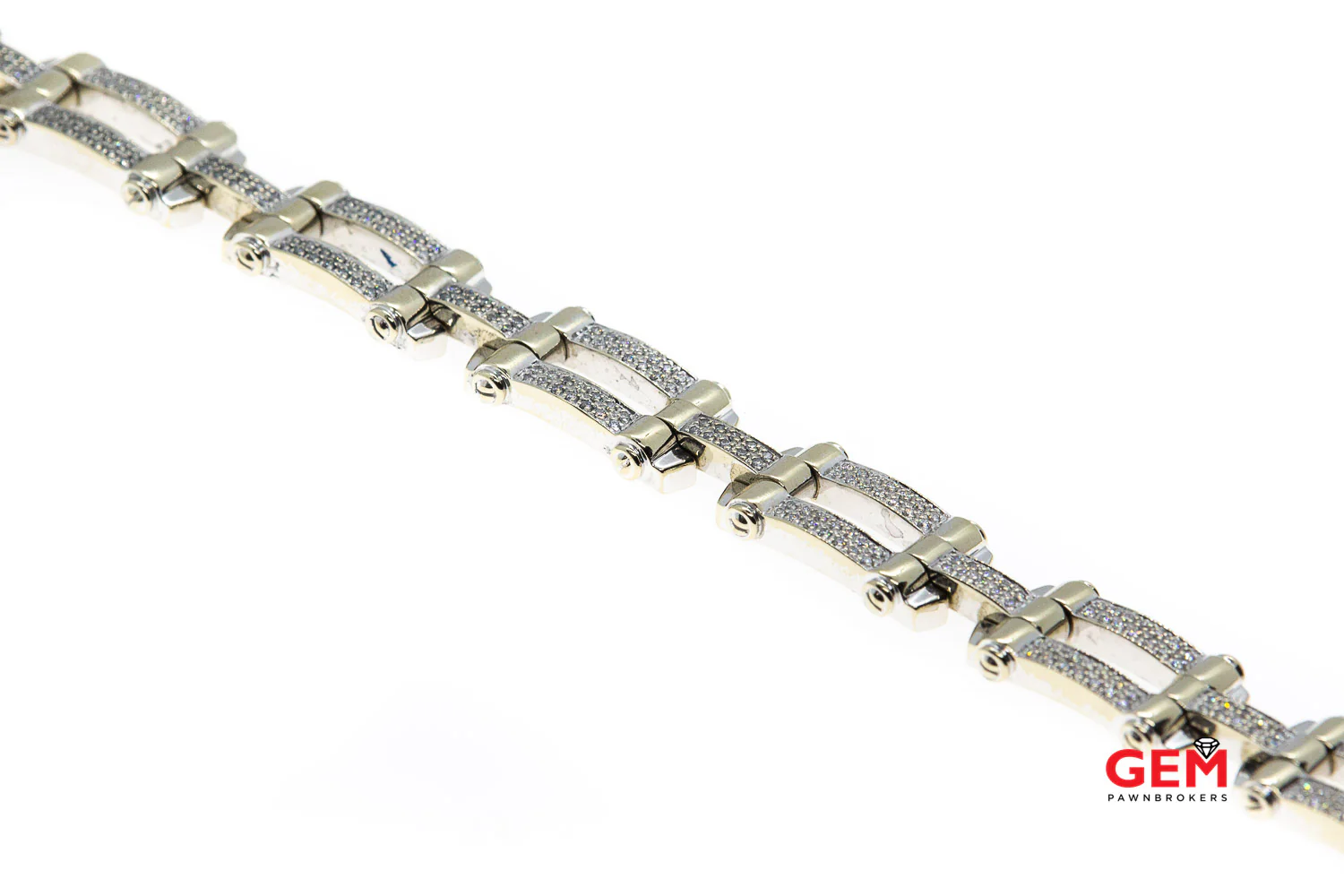 Philippe Charriol Diamond Pave Link 18K 750 White Gold Screw 8.25" Bracelet - Image 3