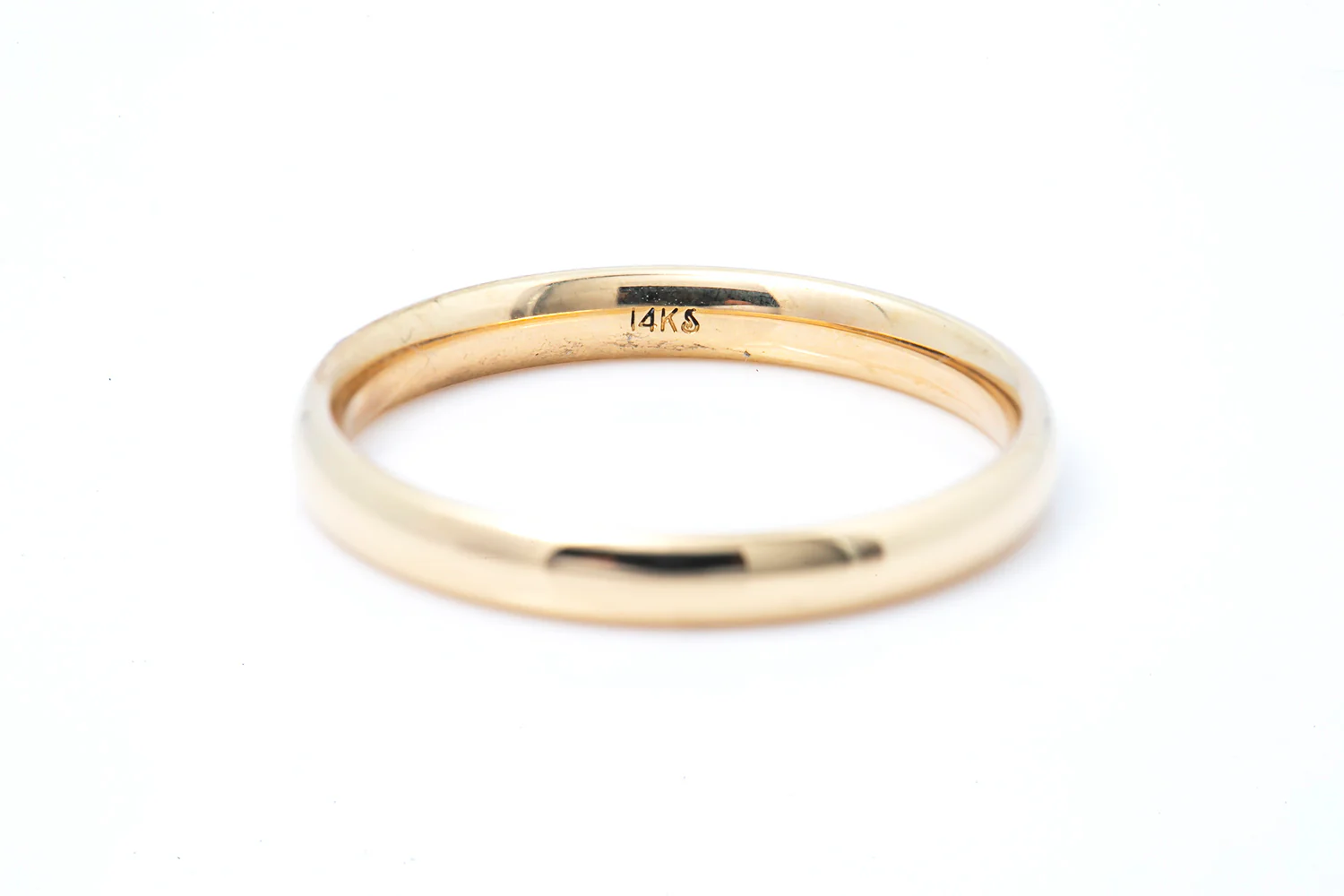 Plain Domed Stackable 14k 585 Yellow Gold Wedding Band Ring Size 6 1/2 - Image 3