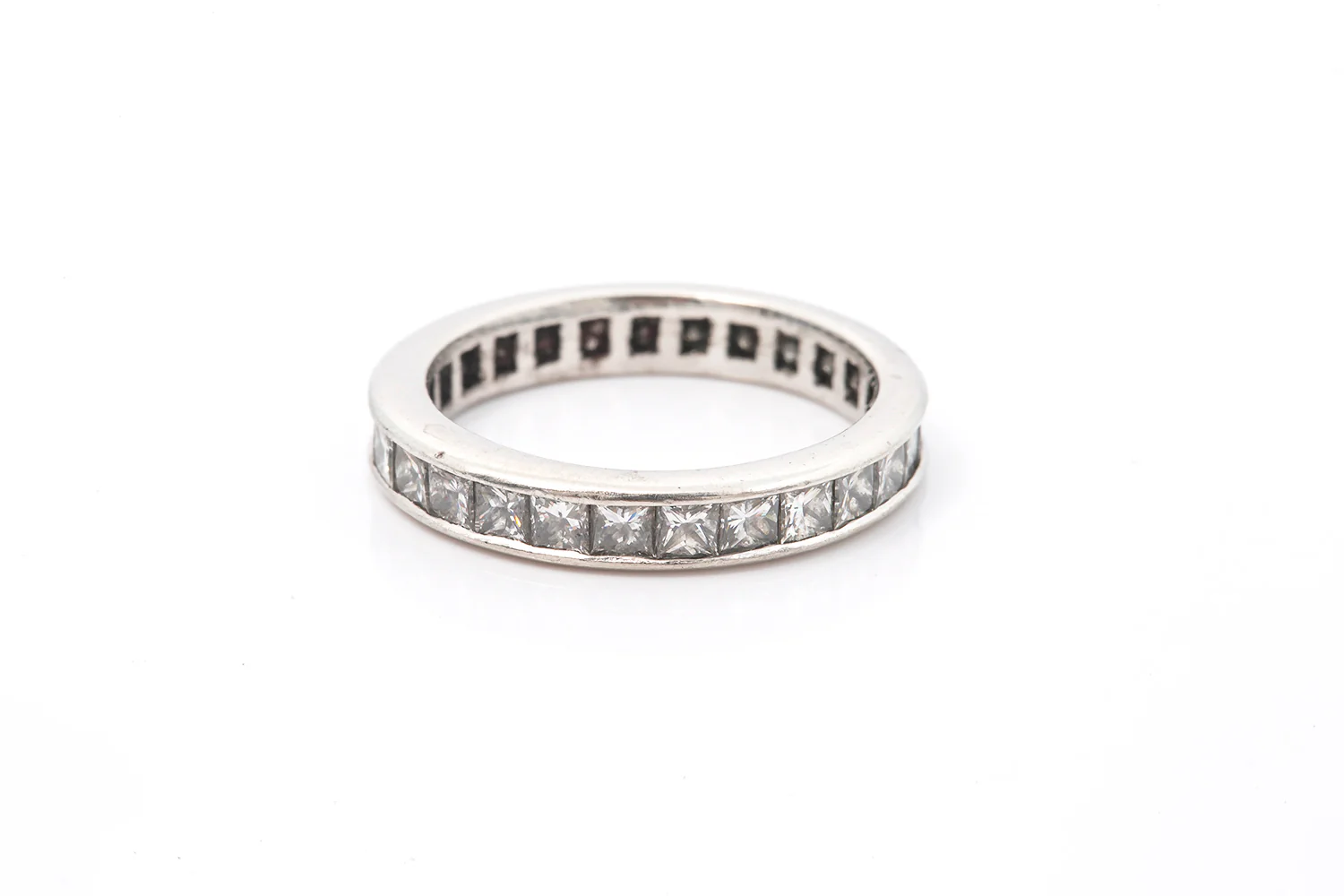 Princess Cut Diamond Eternity Band Ring Platinum Bezel Channel Set Size 7 - Image 2
