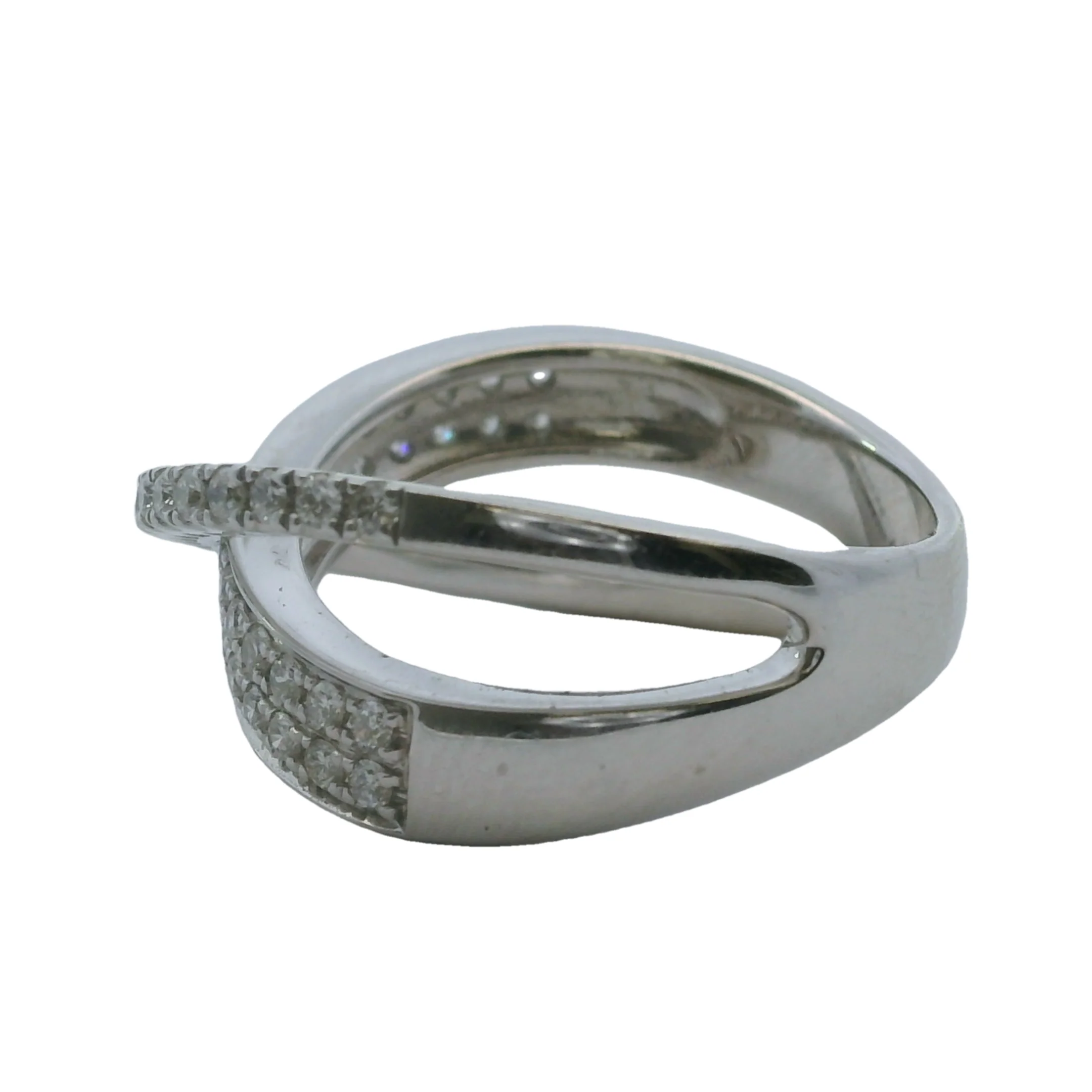 QCD 14kt White Gold and Diamond Crossover Cluster Ring Size 7 - Image 2