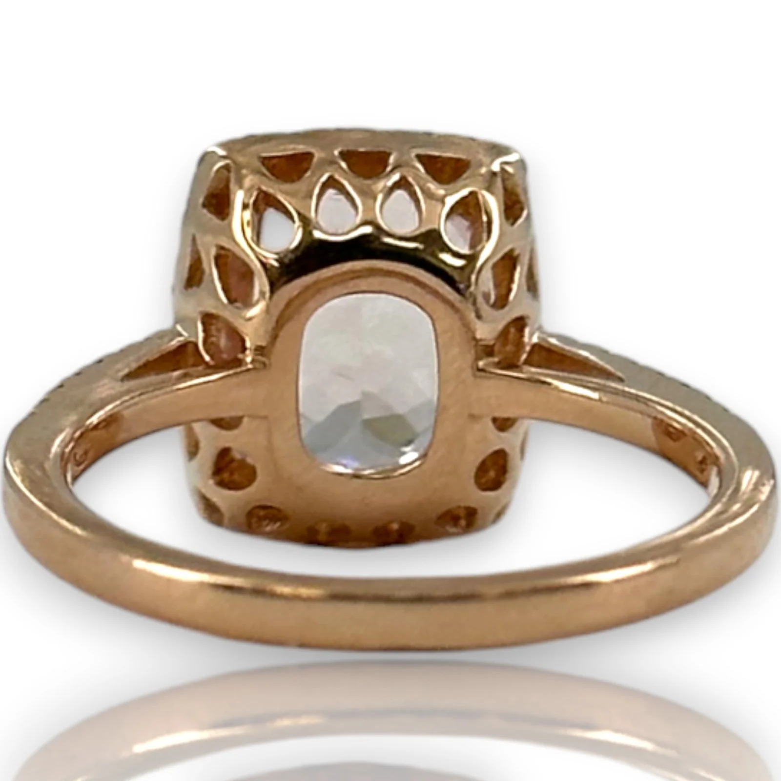 QCD Quality Color Design 14kt Solid Rose Gold Ring with Morganite and Accent Diamond Wedding Engagement Halo Size 7 - Image 4