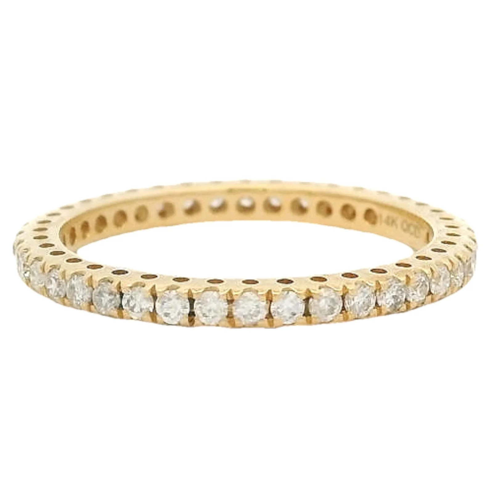 QCD Quality Color Design14kt Solid Yellow Gold and Diamond Eternity Stackable Wedding Band Size 7 Ring - Image 2