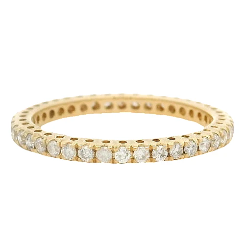 QCD Quality Color Design14kt Solid Yellow Gold and Diamond Eternity Stackable Wedding Band Size 7 Ring - Image 3