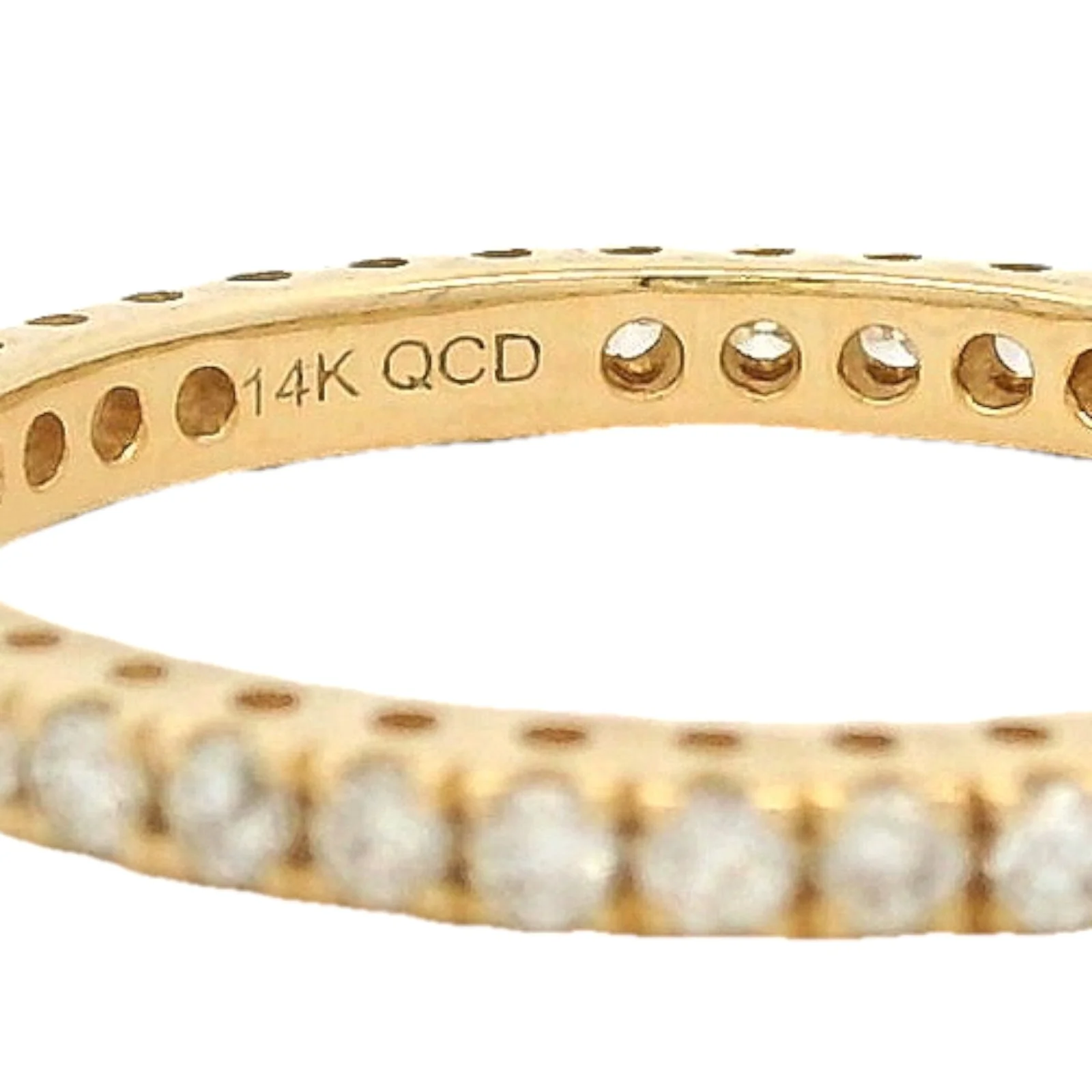 QCD Quality Color Design14kt Solid Yellow Gold and Diamond Eternity Stackable Wedding Band Size 7 Ring - Image 4