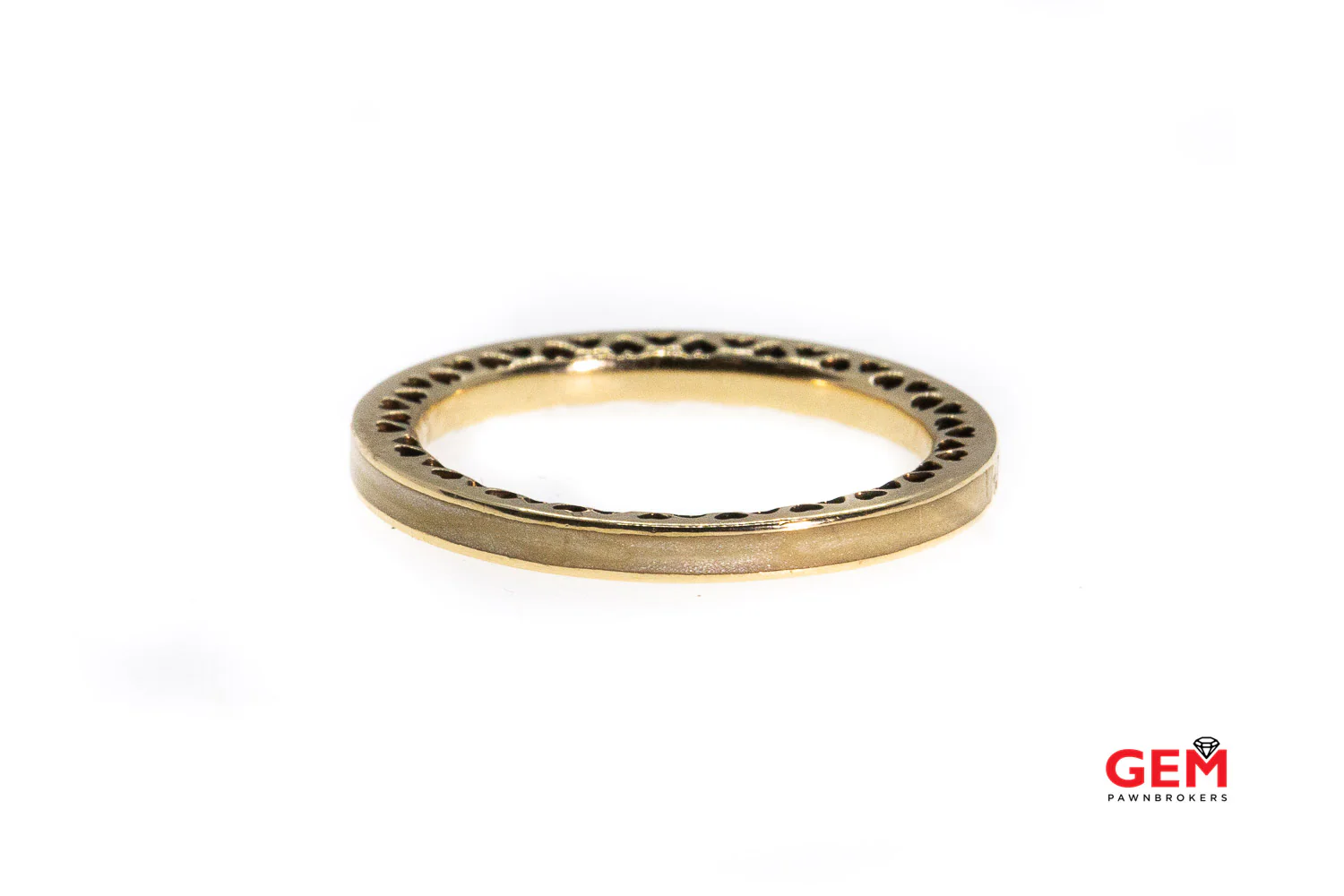 Radiant Hearts of Pandora ALE Cubic Zirconia Stackable Band 14k 585 Gold CZ Ring Size 7 - Image 3