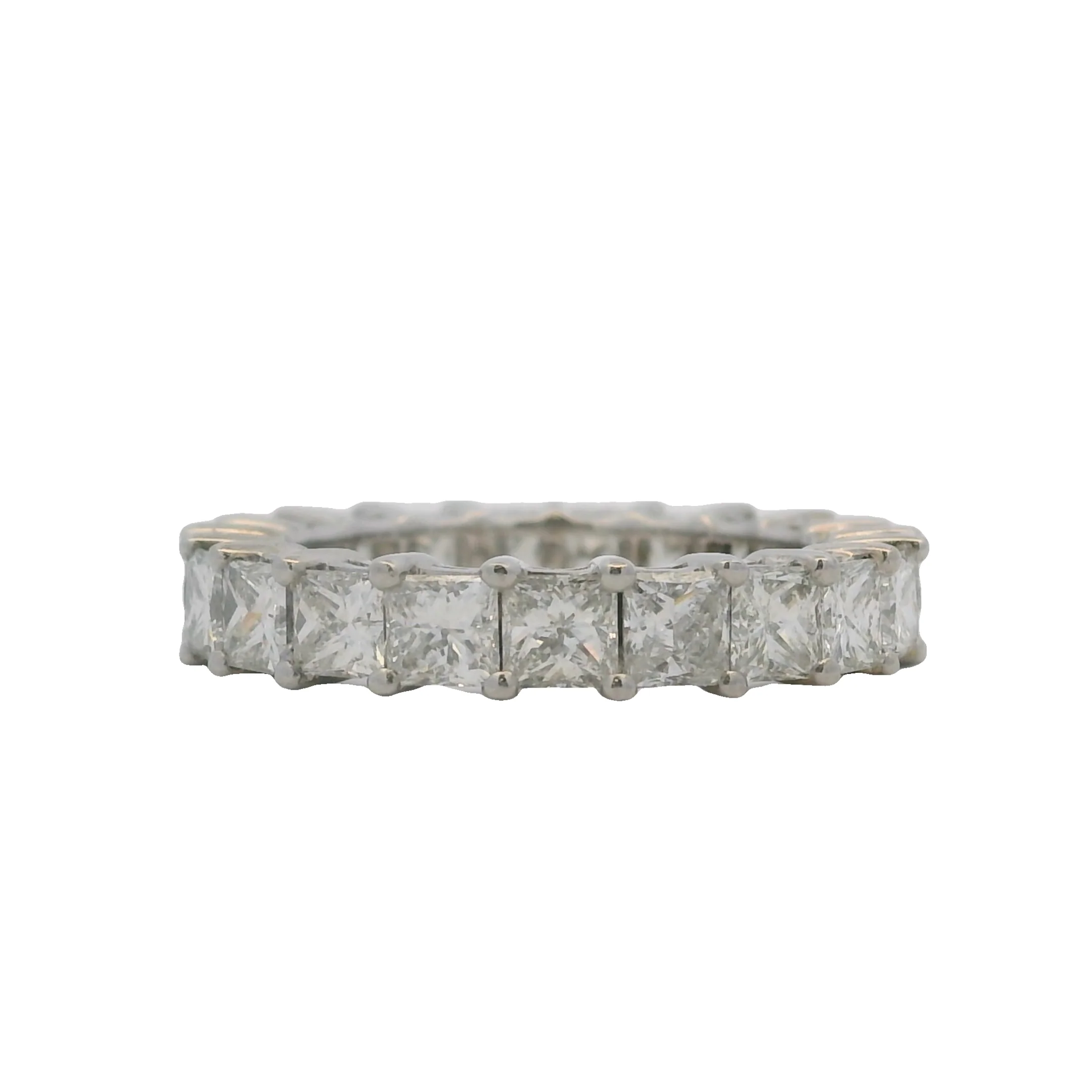 Rayalty Jewelry Solid 18kt White Gold and 3.99ctw Princess Cut Diamond 4.11mm Eternity Band Ring Size 6.75 - Image 2