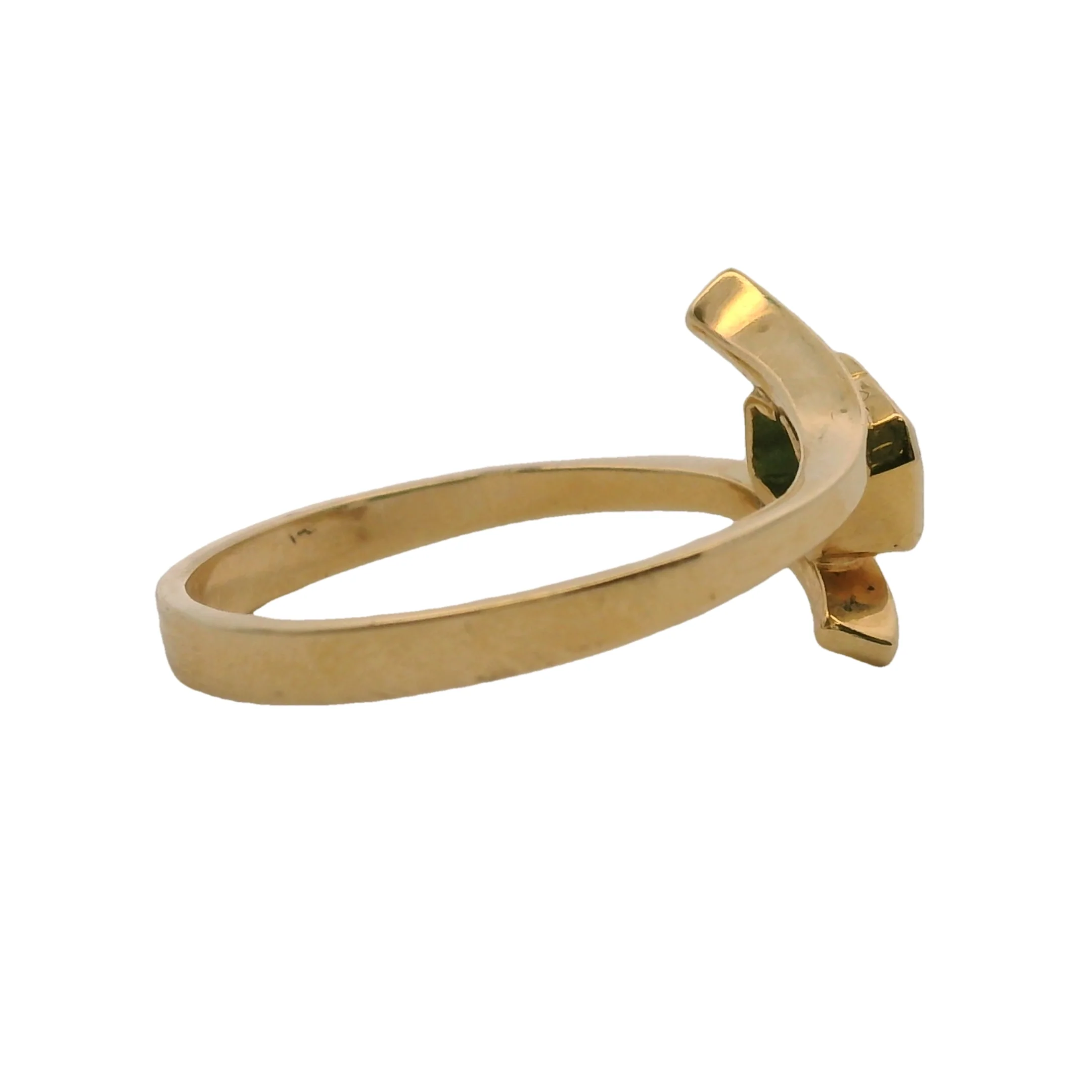 Rectangle Emerald Solitaire with 18kt Yellow Gold Bypass Shank Size 8 - Image 3