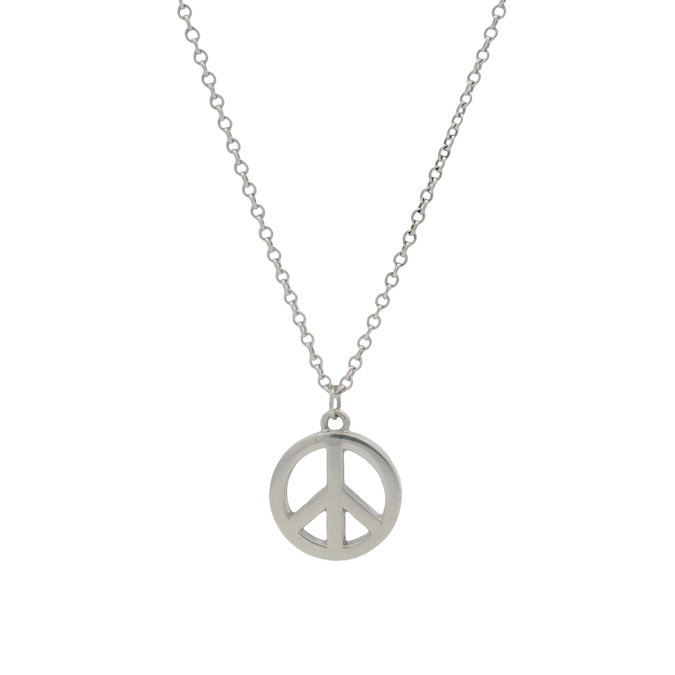 Retired Authentic Tiffany & Co Solid 925 Sterling Silver Mini Peace Sign 16.5" Necklace - Image 2