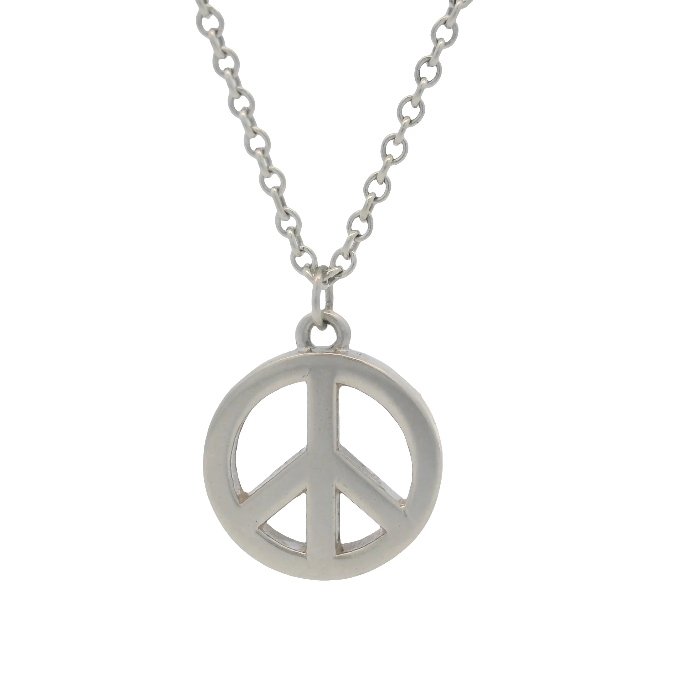 Retired Authentic Tiffany & Co Solid 925 Sterling Silver Mini Peace Sign 16.5" Necklace - Image 3