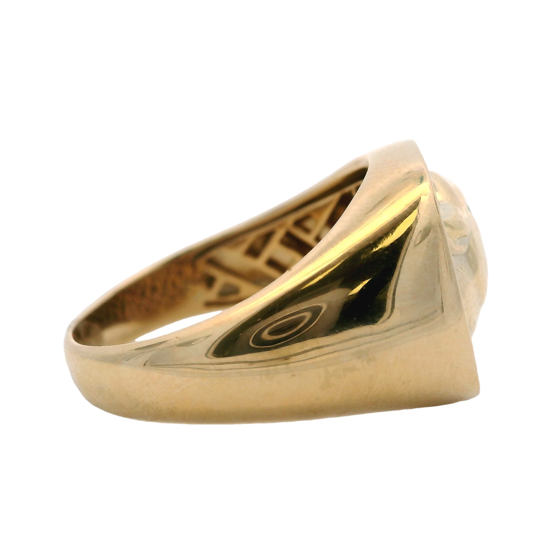 Retired EFFY 14kt Yellow Gold Panther Signet Ring with Emerald and Ruby Size 10 - Image 3
