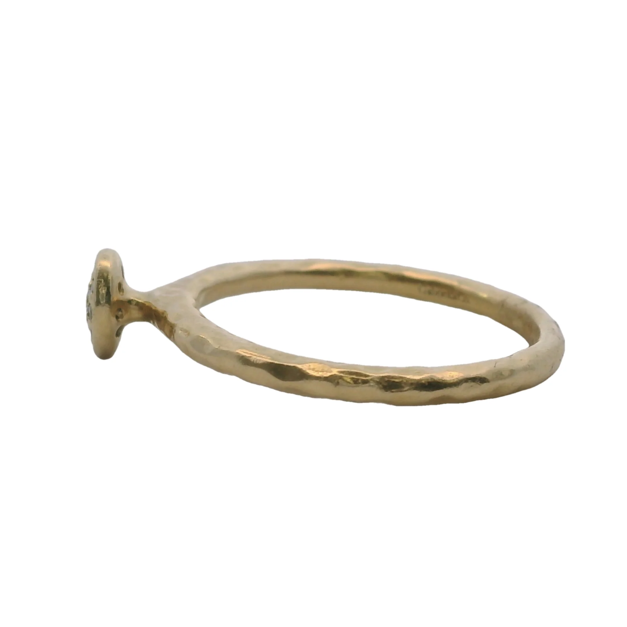 Retired Gabriel & Co Solid 14kt Yellow Gold Hammered Diamond Small Cluster Ring Size 6.5 - Image 2