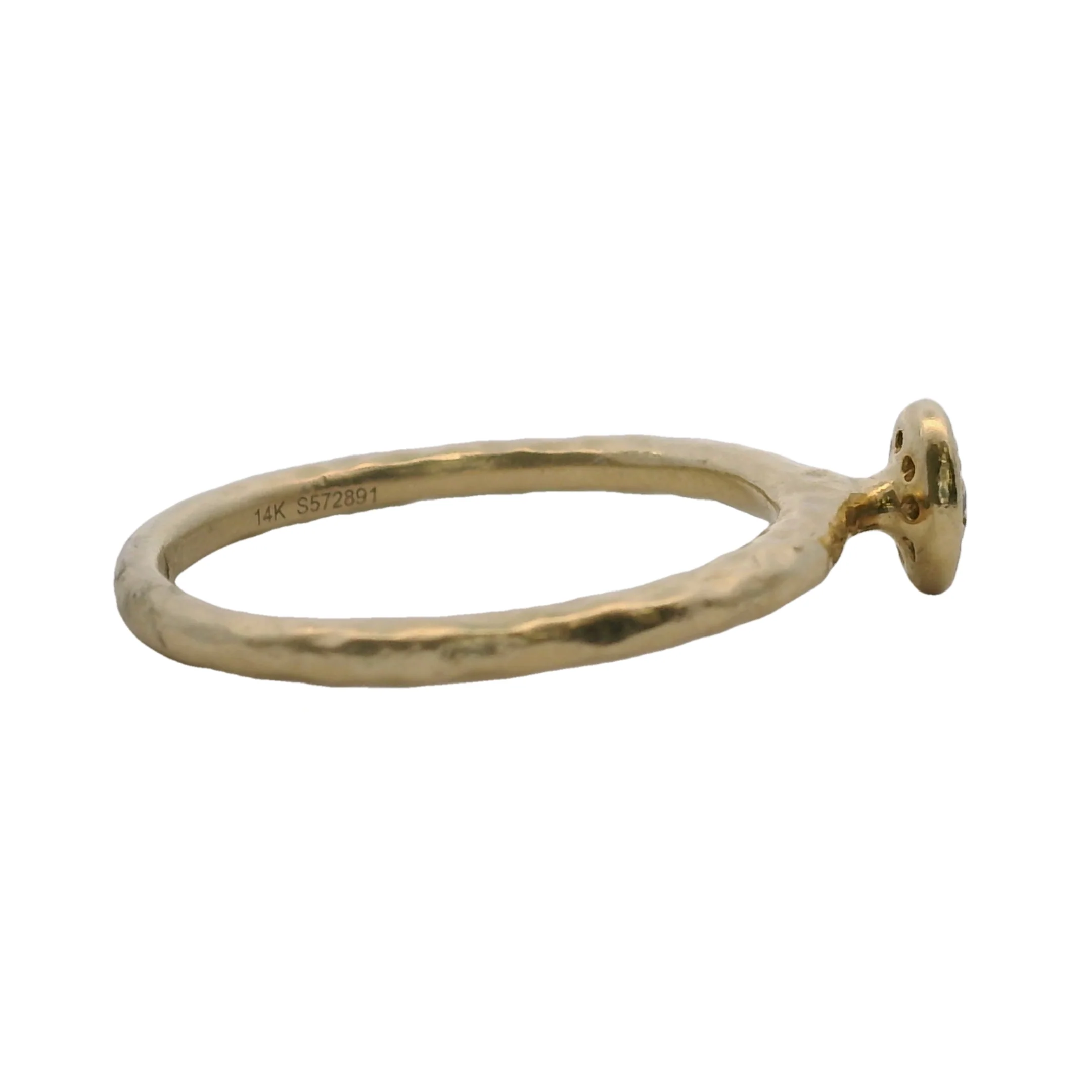 Retired Gabriel & Co Solid 14kt Yellow Gold Hammered Diamond Small Cluster Ring Size 6.5 - Image 3