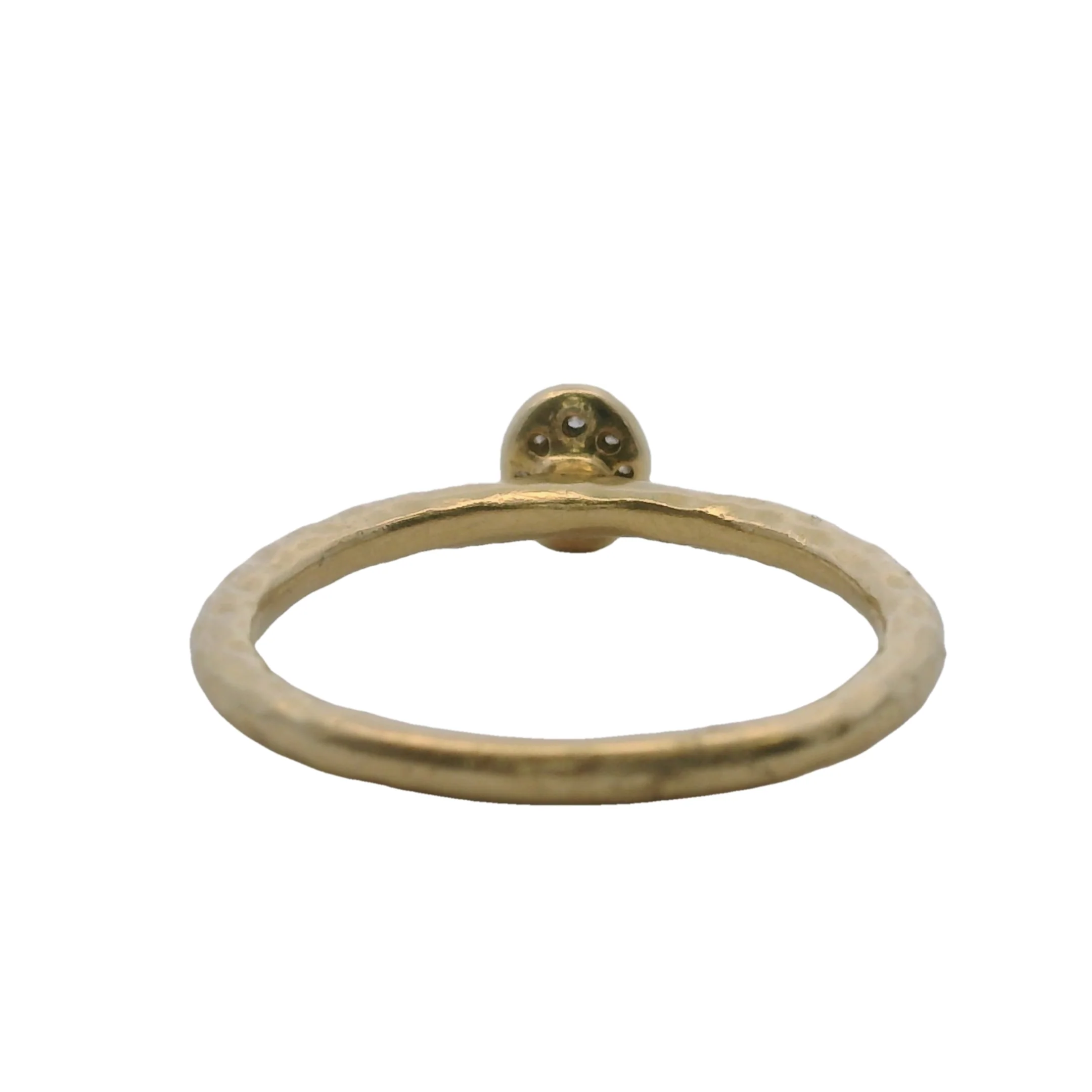 Retired Gabriel & Co Solid 14kt Yellow Gold Hammered Diamond Small Cluster Ring Size 6.5 - Image 4
