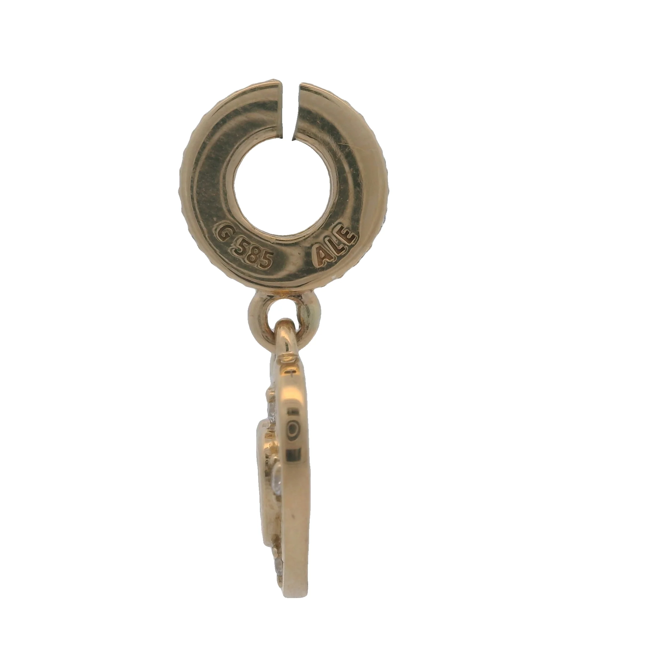 Retired Pandora Rare Solid 14kt Yellow Gold and CZ Cubic Zirconia Romantic Heart Dangle Charm - Image 5