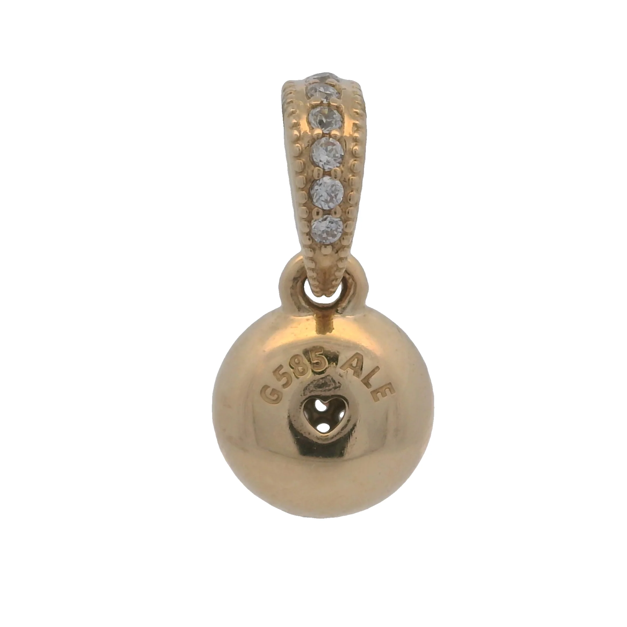 Retired Pandora Solid 14kt Yellow Gold and CZ Cubic Zirconia Dazzling Droplet Charm - Image 2