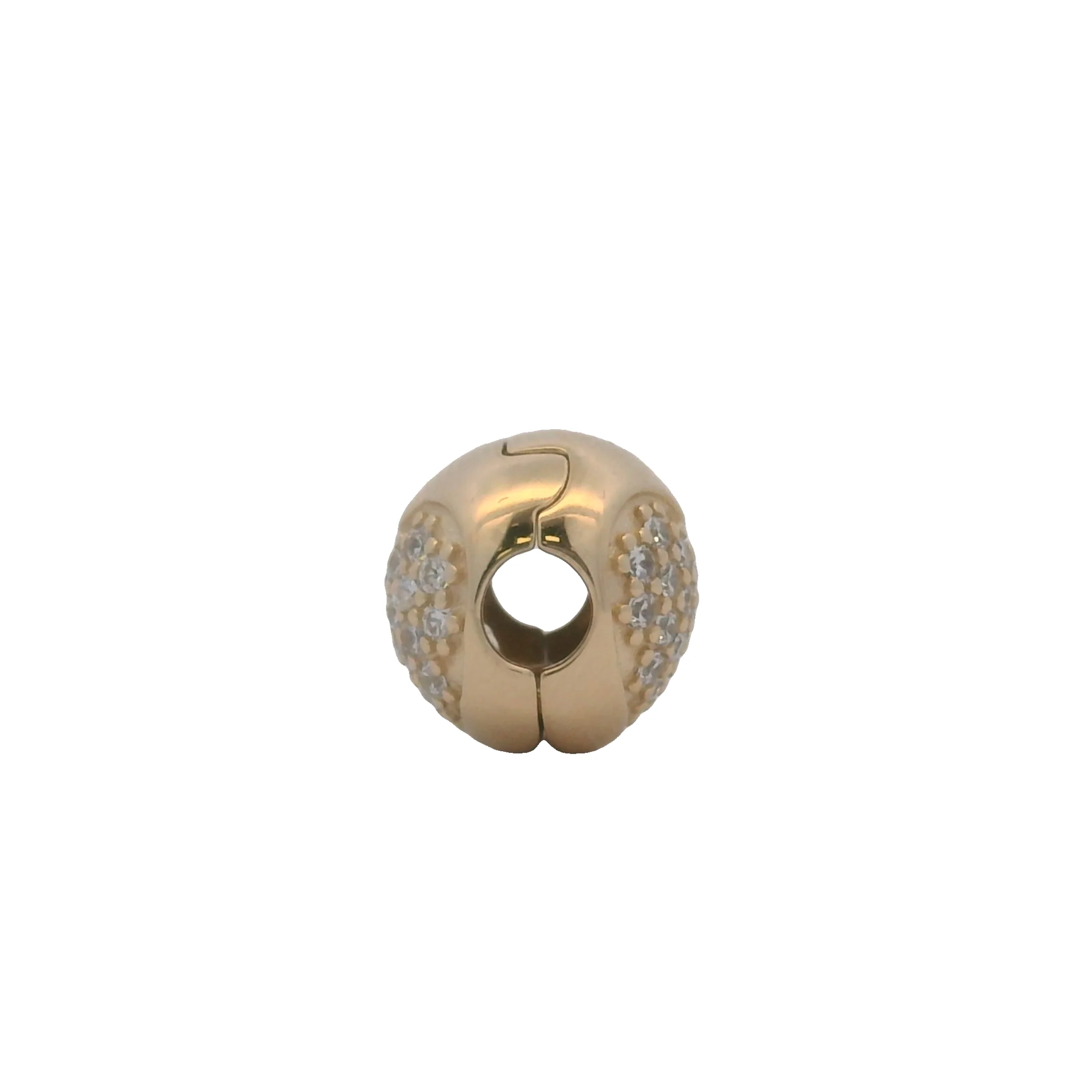 Retired Pandora Solid 14kt Yellow Gold and CZ Cubic Zirconia Pave Heart Clip Charm - Image 4