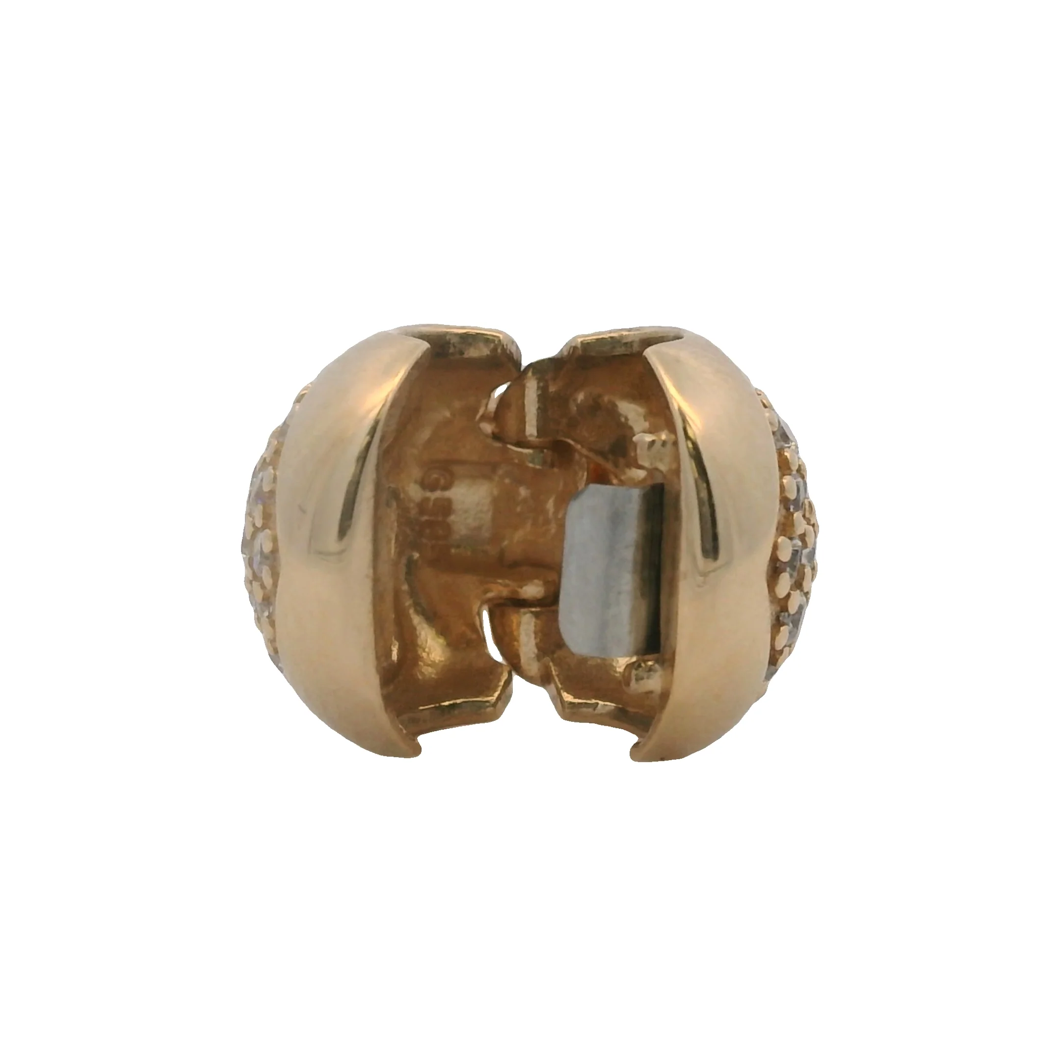 Retired Pandora Solid 14kt Yellow Gold and CZ Cubic Zirconia Pave Heart Clip Charm - Image 4