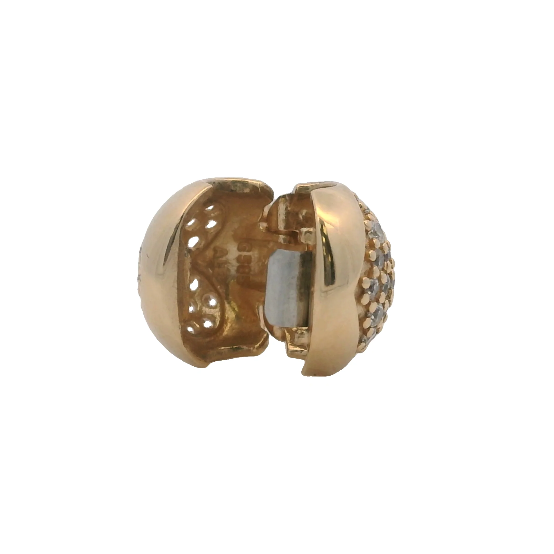 Retired Pandora Solid 14kt Yellow Gold and CZ Cubic Zirconia Pave Heart Clip Charm - Image 5