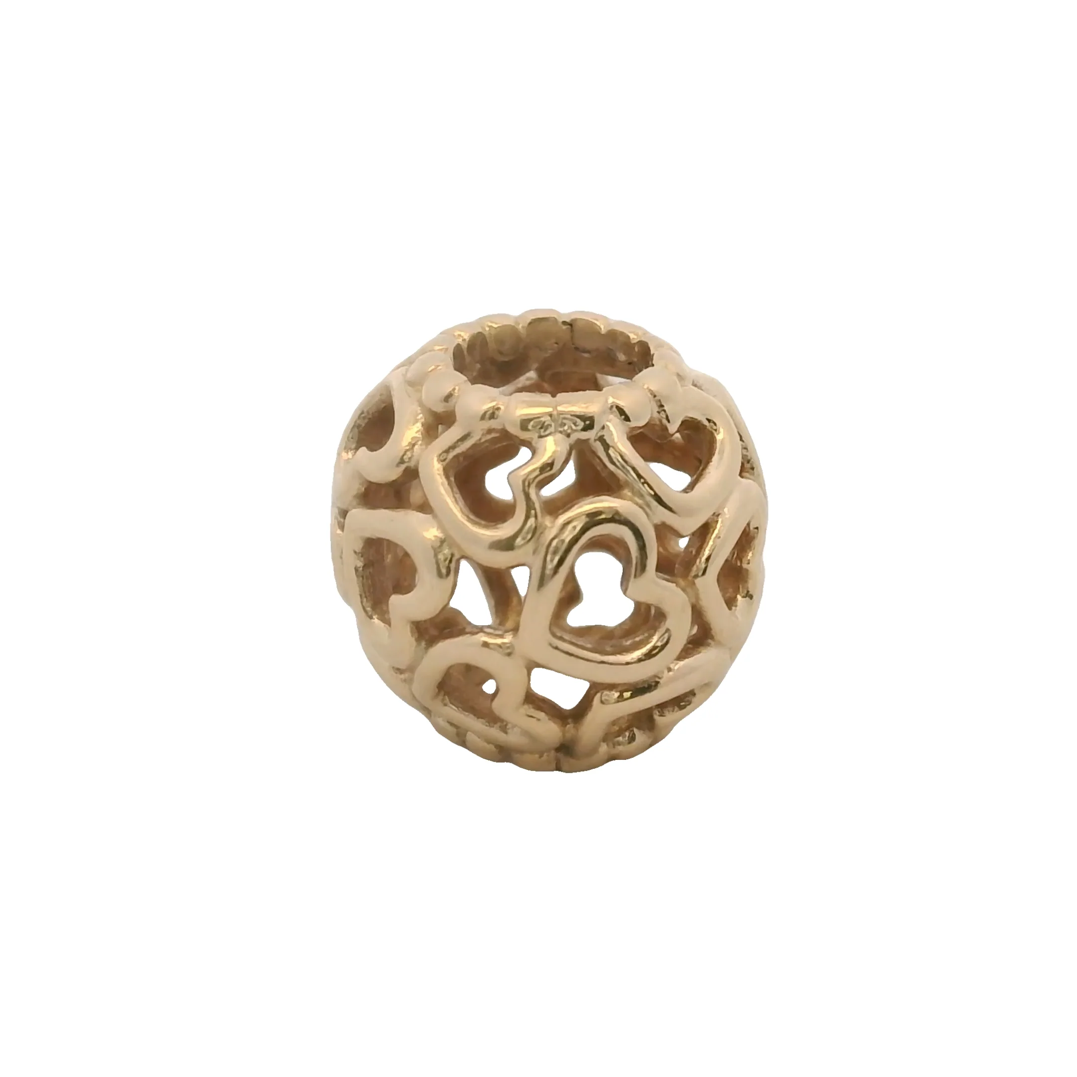 Retired Pandora Solid 14kt Yellow Gold Open Your Heart Round Spacer Charm - Image 3
