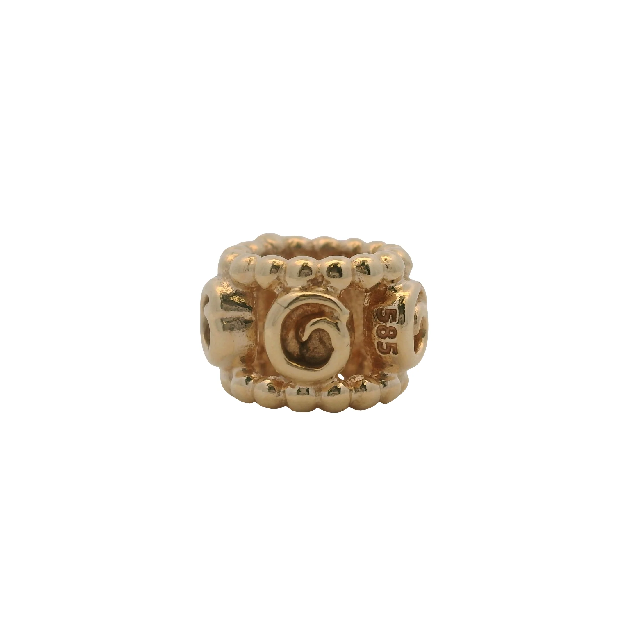 Retired Pandora Solid 14kt Yellow Gold Ring of Roses Spacer Charm - Image 4