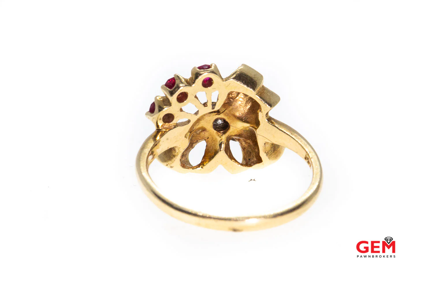 Retro S & M Natural Pink Sapphire & Diamond Bow Milgrain Accent 14K Yellow & Rose Gold Ring Size 6 - Image 2