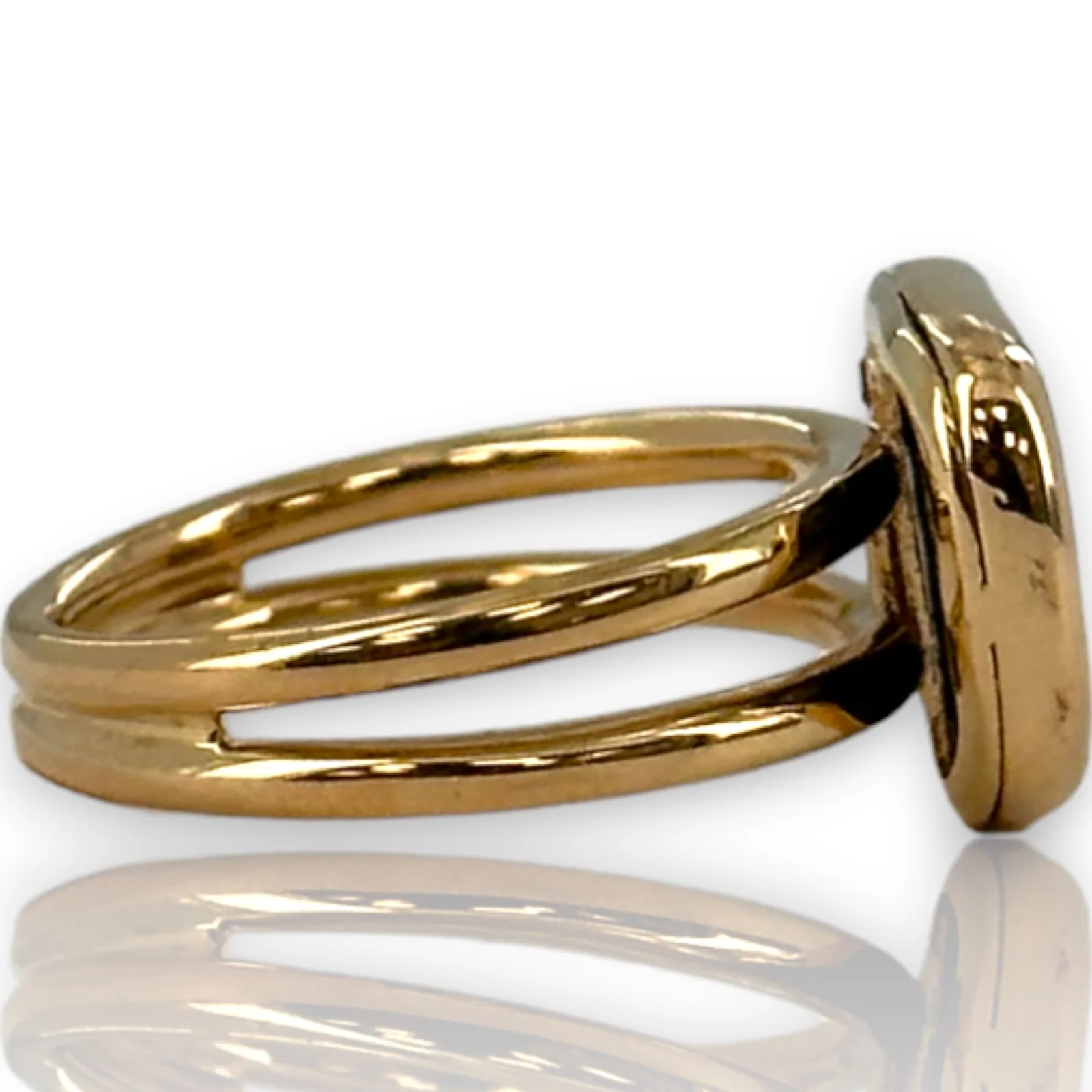 Roberto Coin Signed with Ruby Solid 18kt Rose Gold Black Jade Collection Double Band Statement Ring Size 6.5 - Image 2