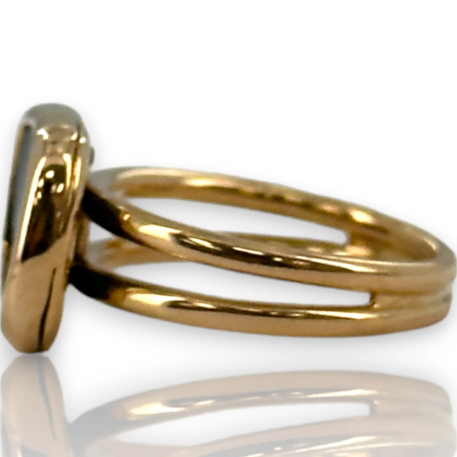 Roberto Coin Signed with Ruby Solid 18kt Rose Gold Black Jade Collection Double Band Statement Ring Size 6.5 - Image 3