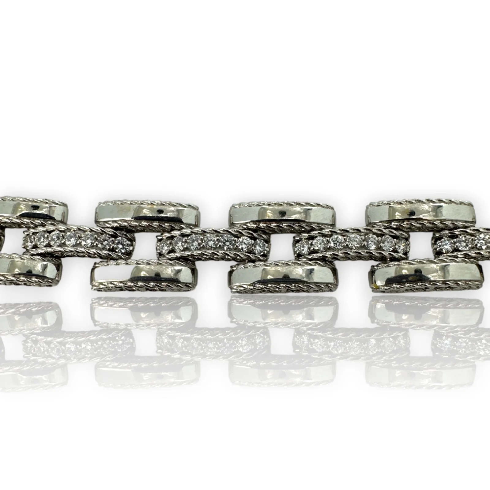 ROBERTO COIN Solid 18k White Gold Luxury Chain Link Collar Necklace Diamonds Signature Ruby Made in Italy - Image 3