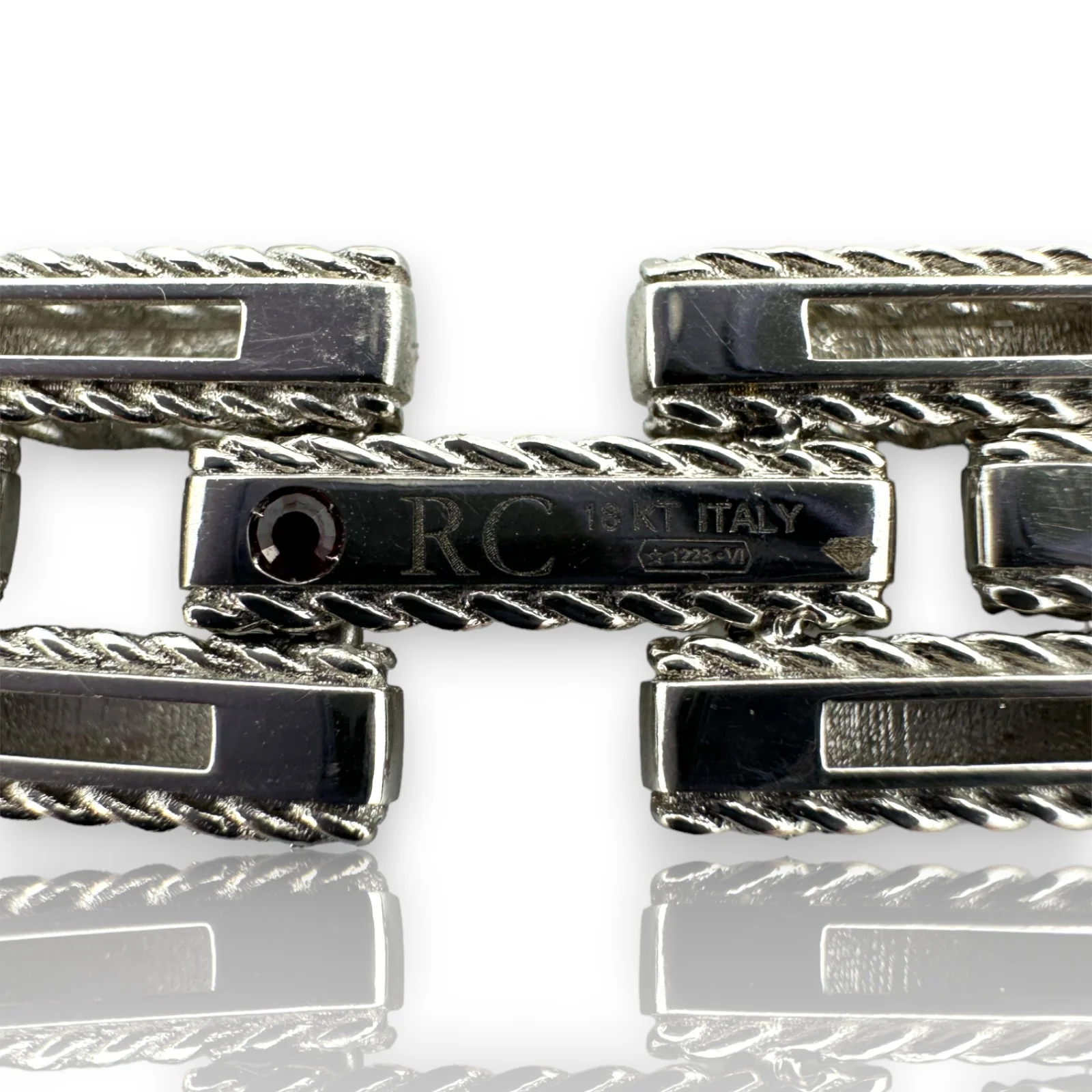 ROBERTO COIN Solid 18k White Gold Luxury Chain Link Collar Necklace Diamonds Signature Ruby Made in Italy - Image 7