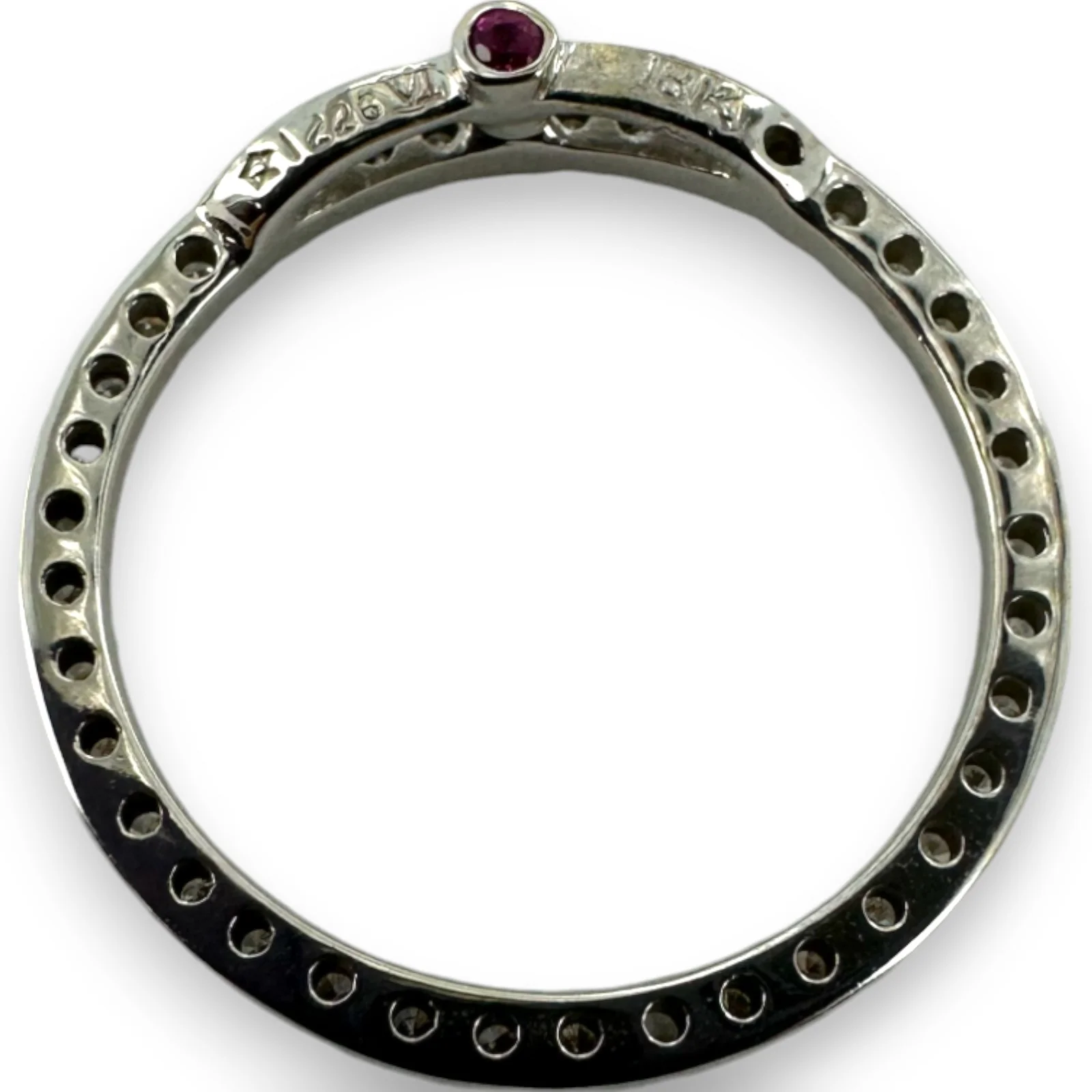 Roberto Coin Solid 18kt White Gold Tiny Treasures Collection Large Diamond Circle Necklace Pendant - Image 3