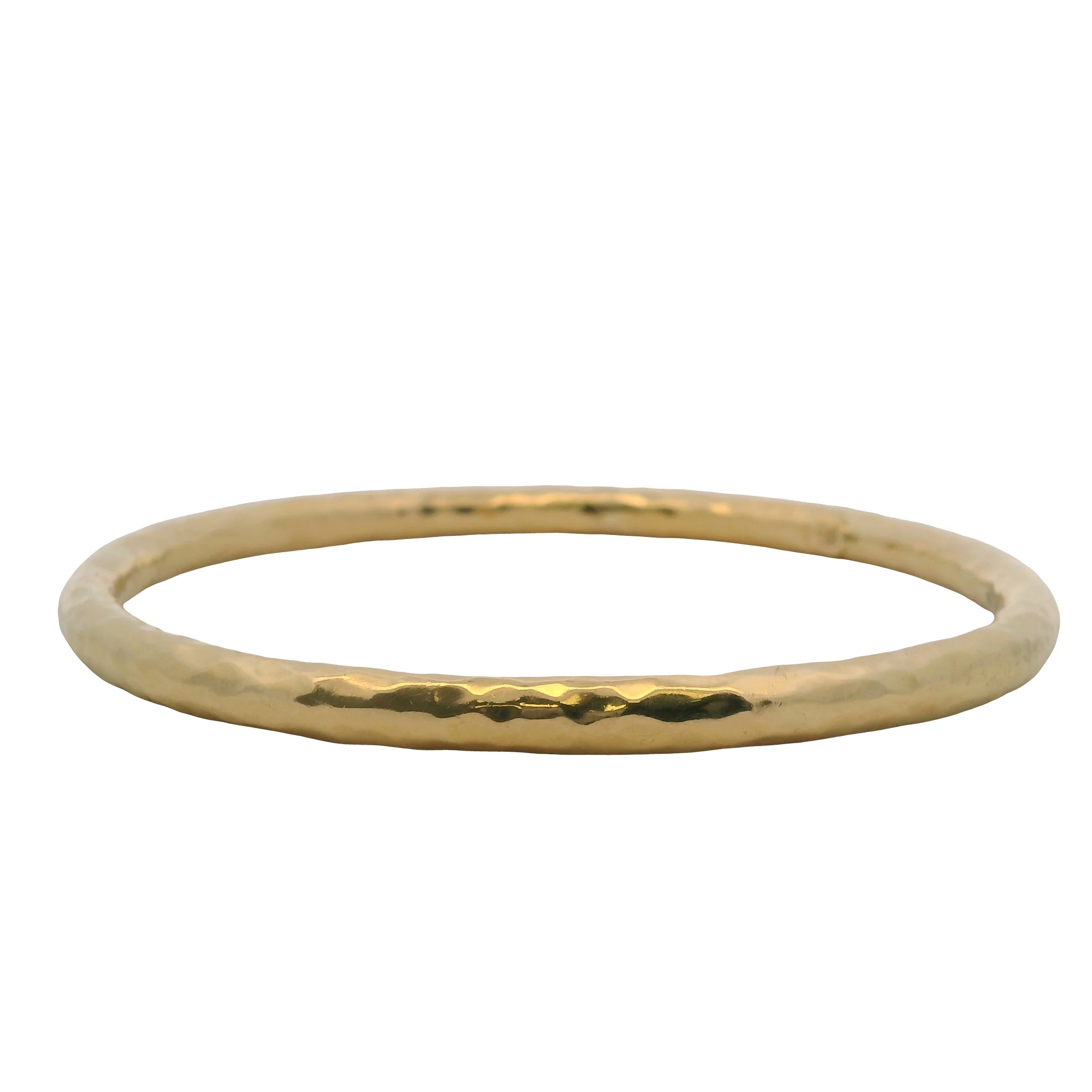 Roberto Coin Solid 18kt Yellow Gold Hammered Martellato 8" Bangle Bracelet with Signature Ruby