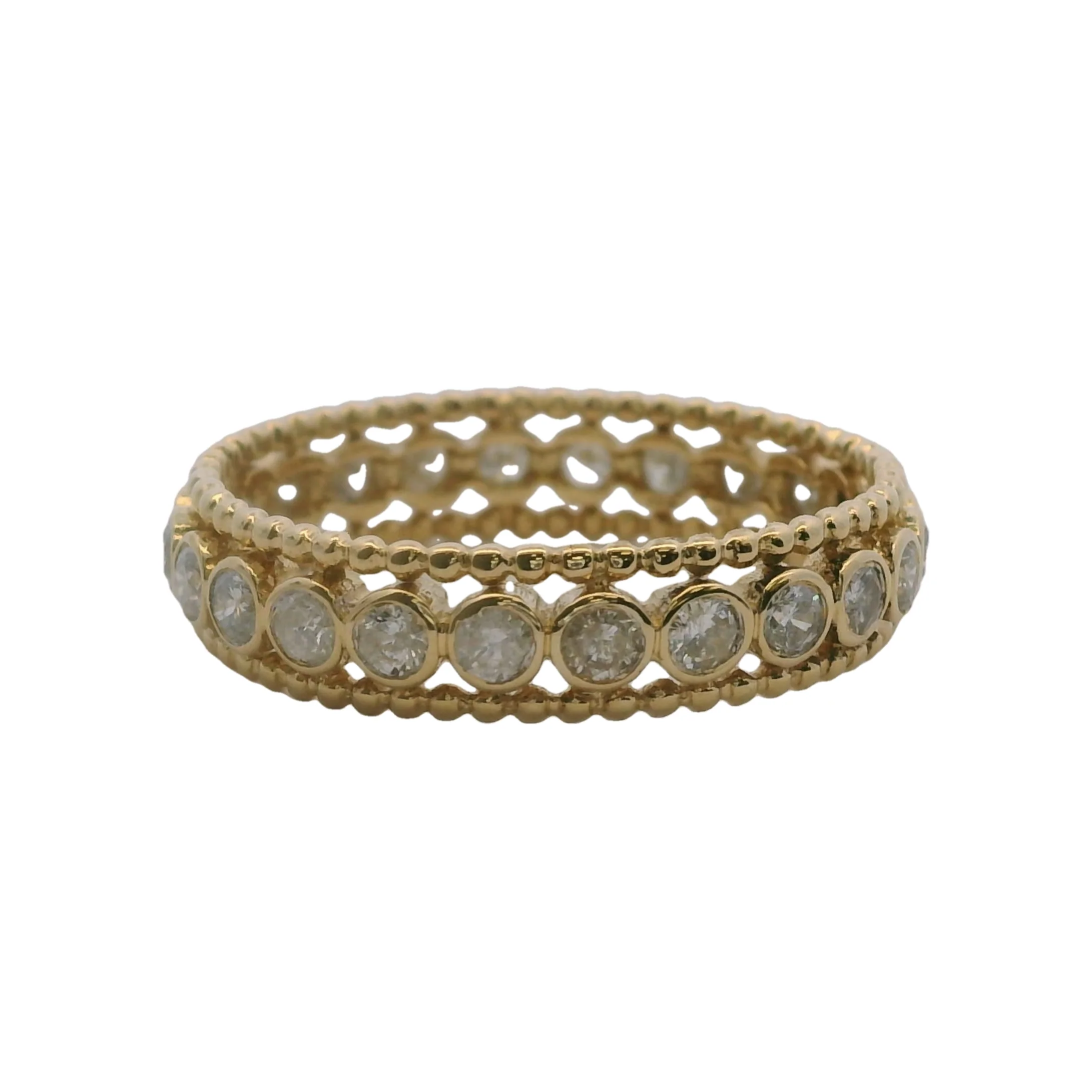 Ross Simmons 14kt Granulated Yellow Gold and 1ctw Bezel Set Diamond Eternity 5mm Band Ring Size 9 - Image 4