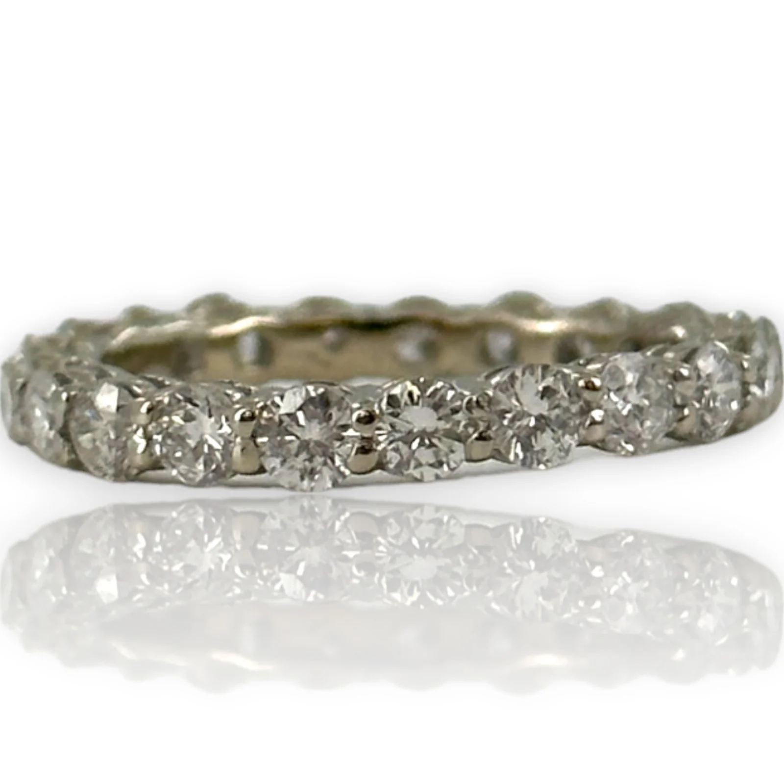 Round Brilliant Diamond Eternity 3mm Band Size 7 14kt Solid White Gold 1.89ctw Ring - Image 2