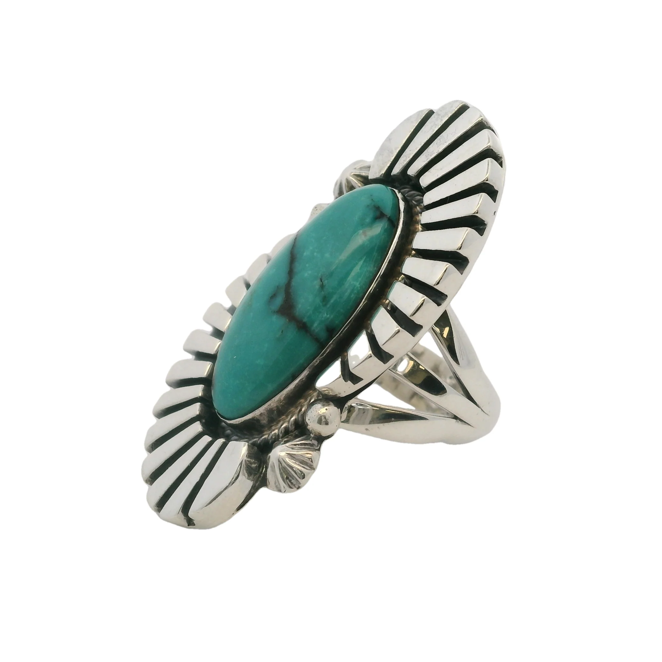 Running Bear 925 Sterling Silver and Turquoise Native American Ring Made in New Mexico - Image 3